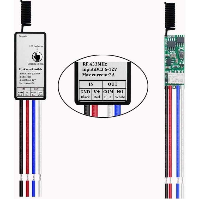 Control Remoto Inalámbrico Qiulaofu 433MHz 12V Interruptor
