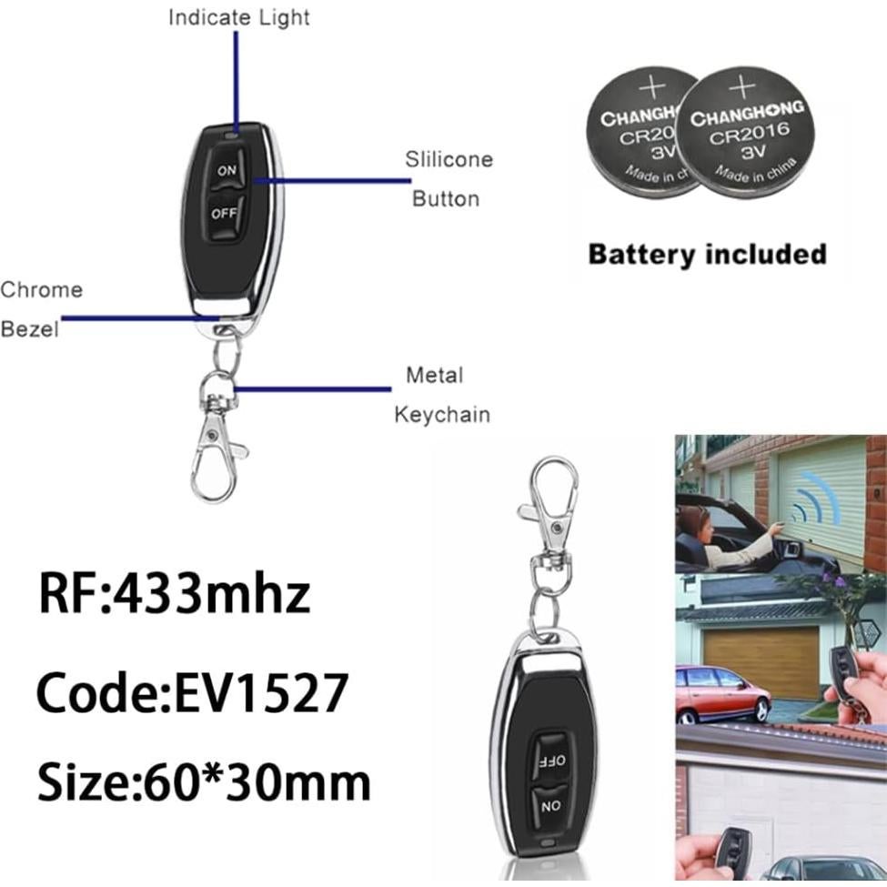 Control Remoto Inalámbrico Qiulaofu 433MHz 12V Interruptor