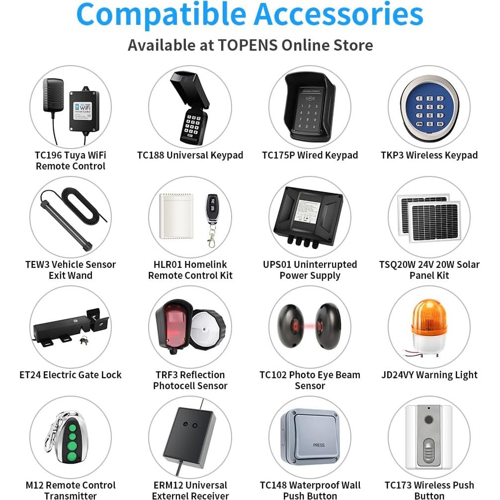 Abridor de Puerta de Swing Único TOPENS A5131 24V 50W