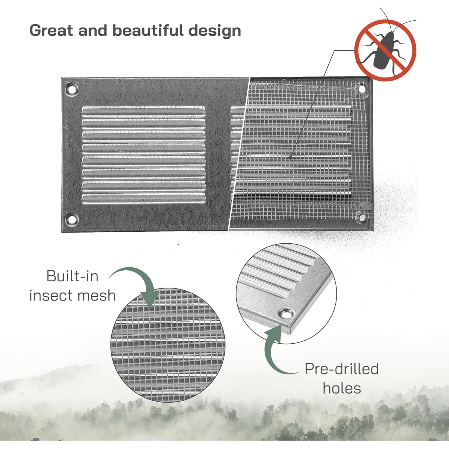 Cubierta de Ducto de Ventilación 20.1x9.9cm Galvanizada HVAC