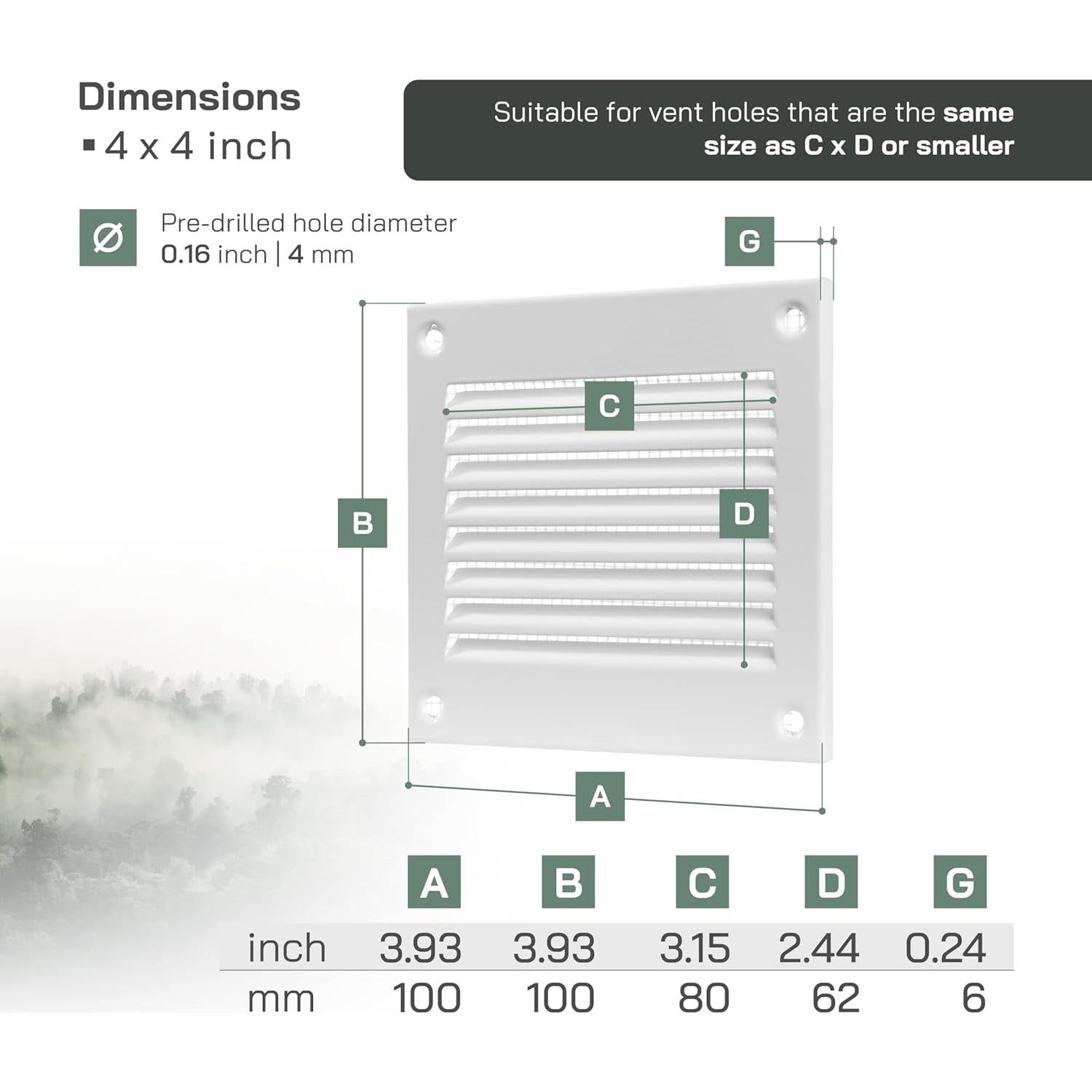 Cubierta de Ventilación Metal Blanca 100x100mm - Paquete de 2