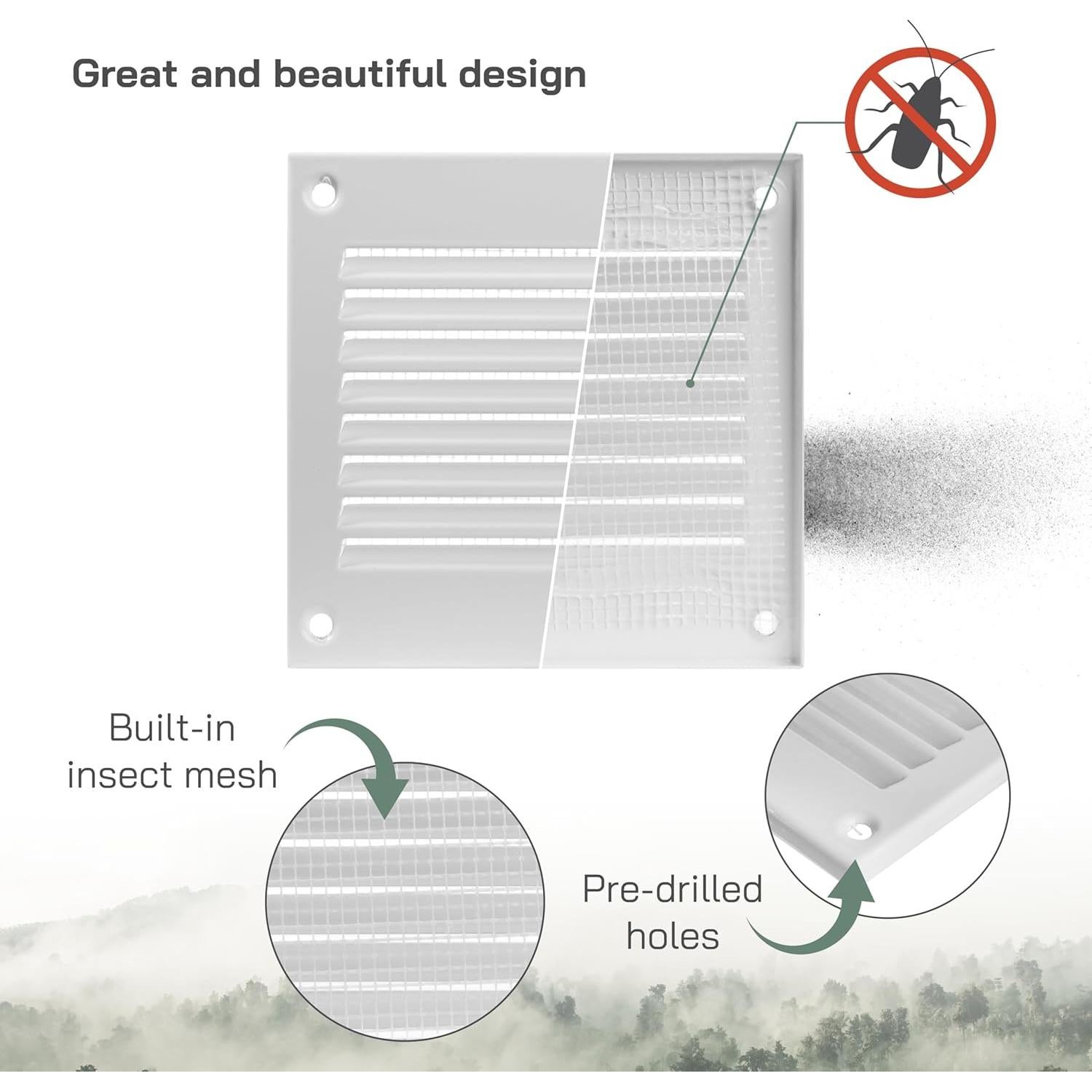 Cubierta de Ventilación Metal Blanca 100x100mm - Paquete de 2