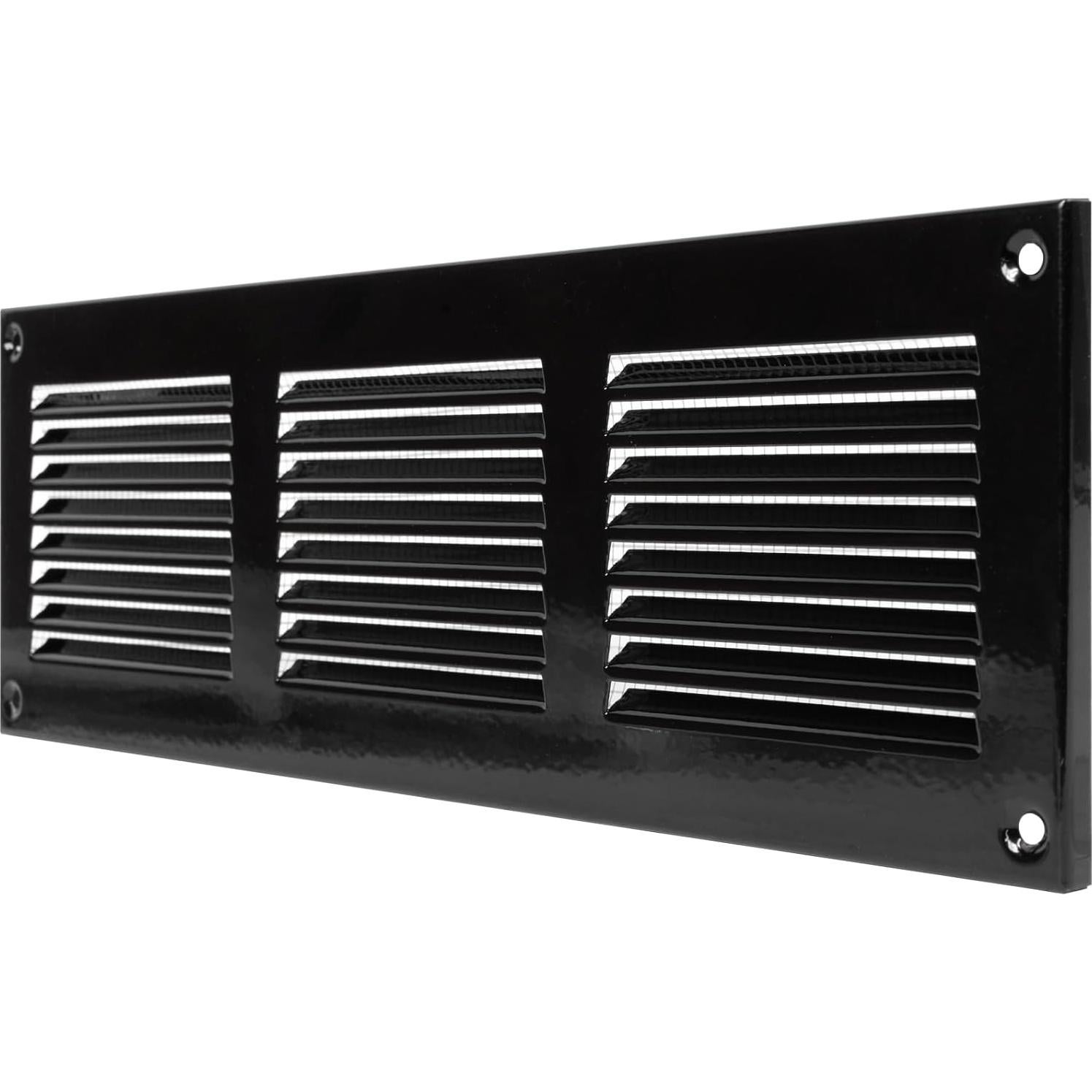 Cubierta de Ventilación de Metal 30x10 cm - Paquete de 2 - Negro