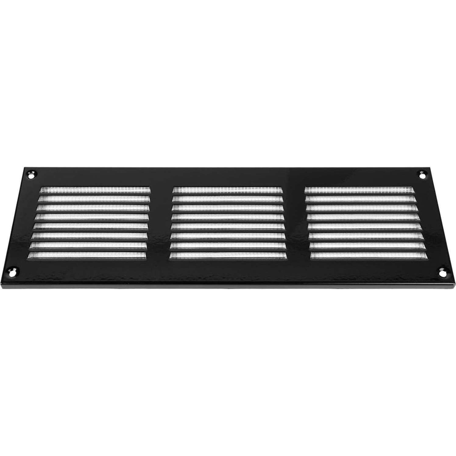 Cubierta de Ventilación de Metal 30x10 cm - Paquete de 2 - Negro