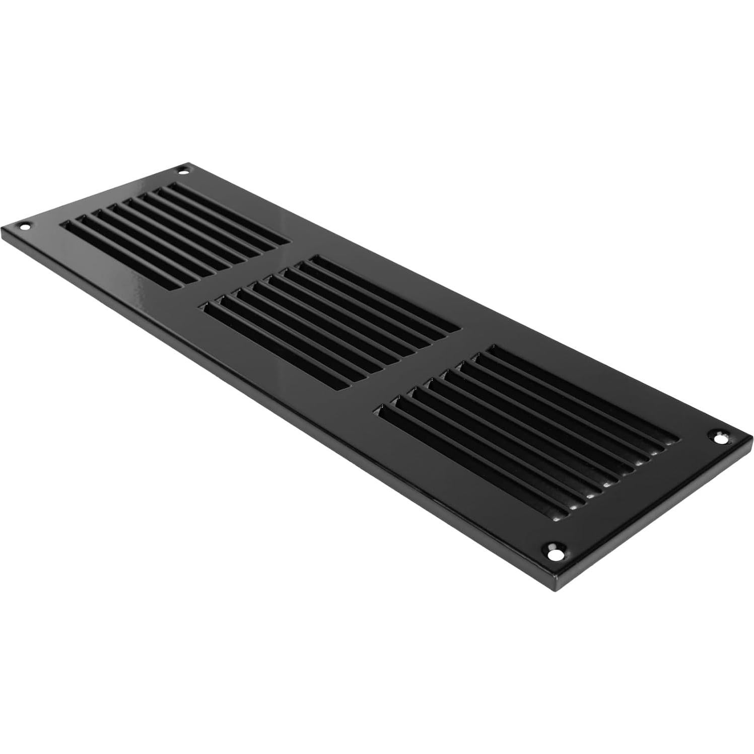 Cubierta de Ventilación de Metal 30x10 cm - Paquete de 2 - Negro