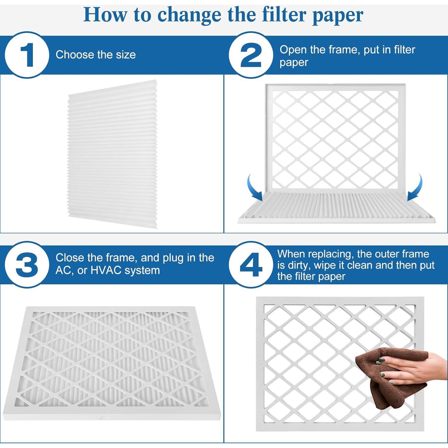 Filtro de aire 20x20x1 MERV 11 LYJHKJ - 2 marcos ABS + 8 filtros