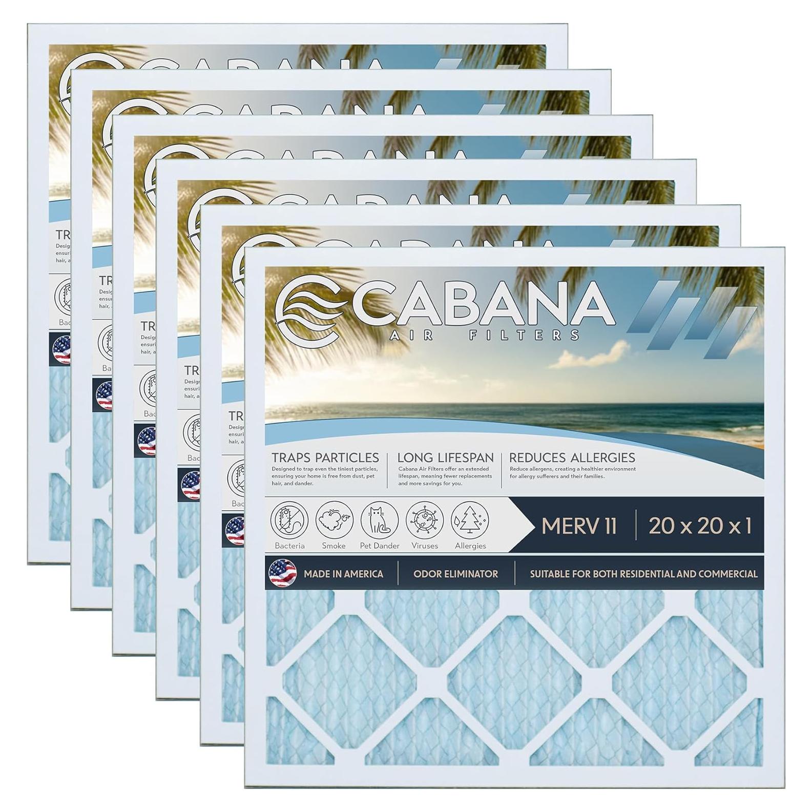 Filtros de Aire Cabana 20x20x2.5 cm Merv 11 Paquete de 6