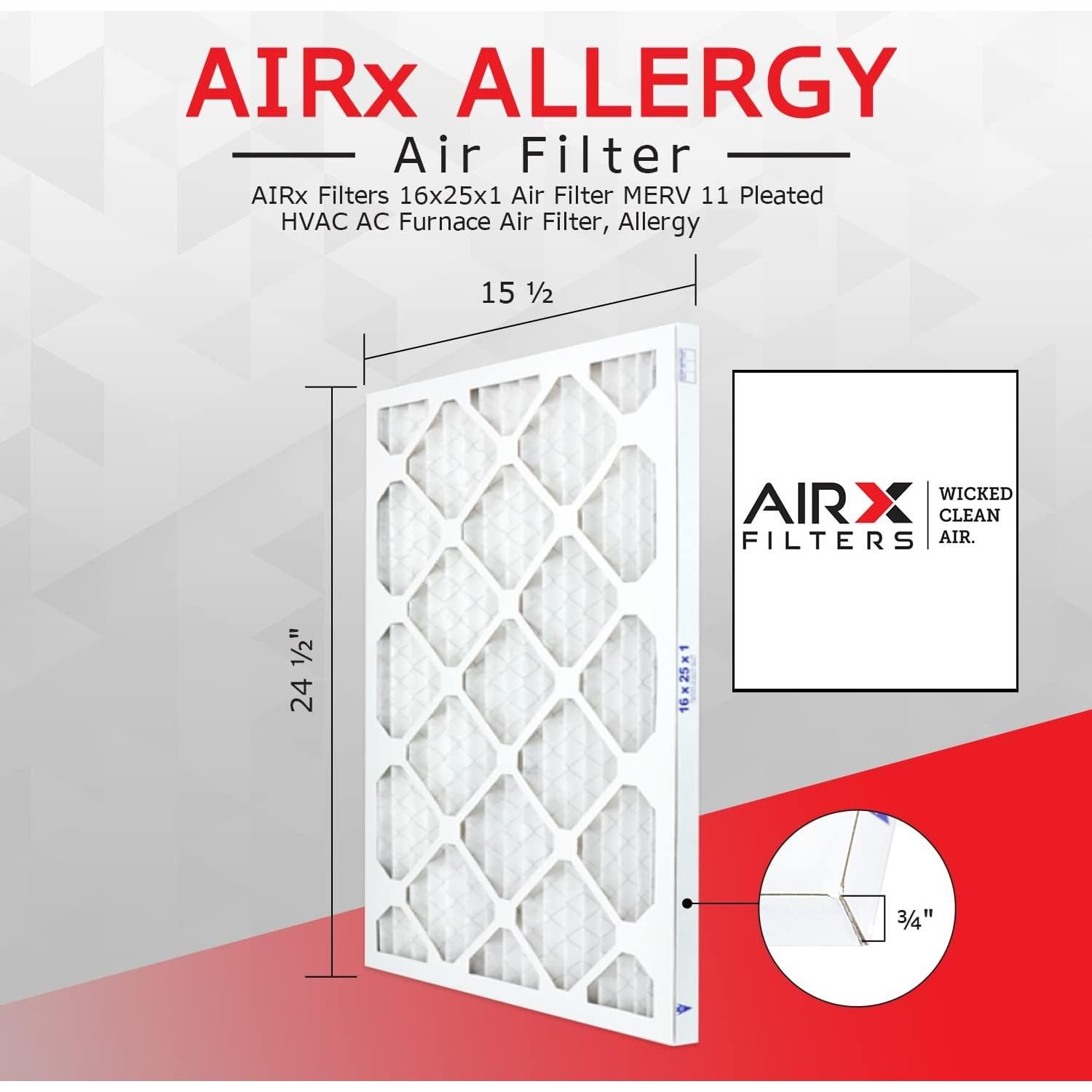 Filtro de Aire MERV 11 AIRx Filters 16x25x1 - Caja de 6