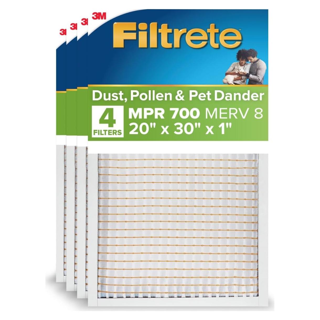 Filtro de Aire Filtrete 20x30x1 MPR 700 MERV 8 - Paquete de 4