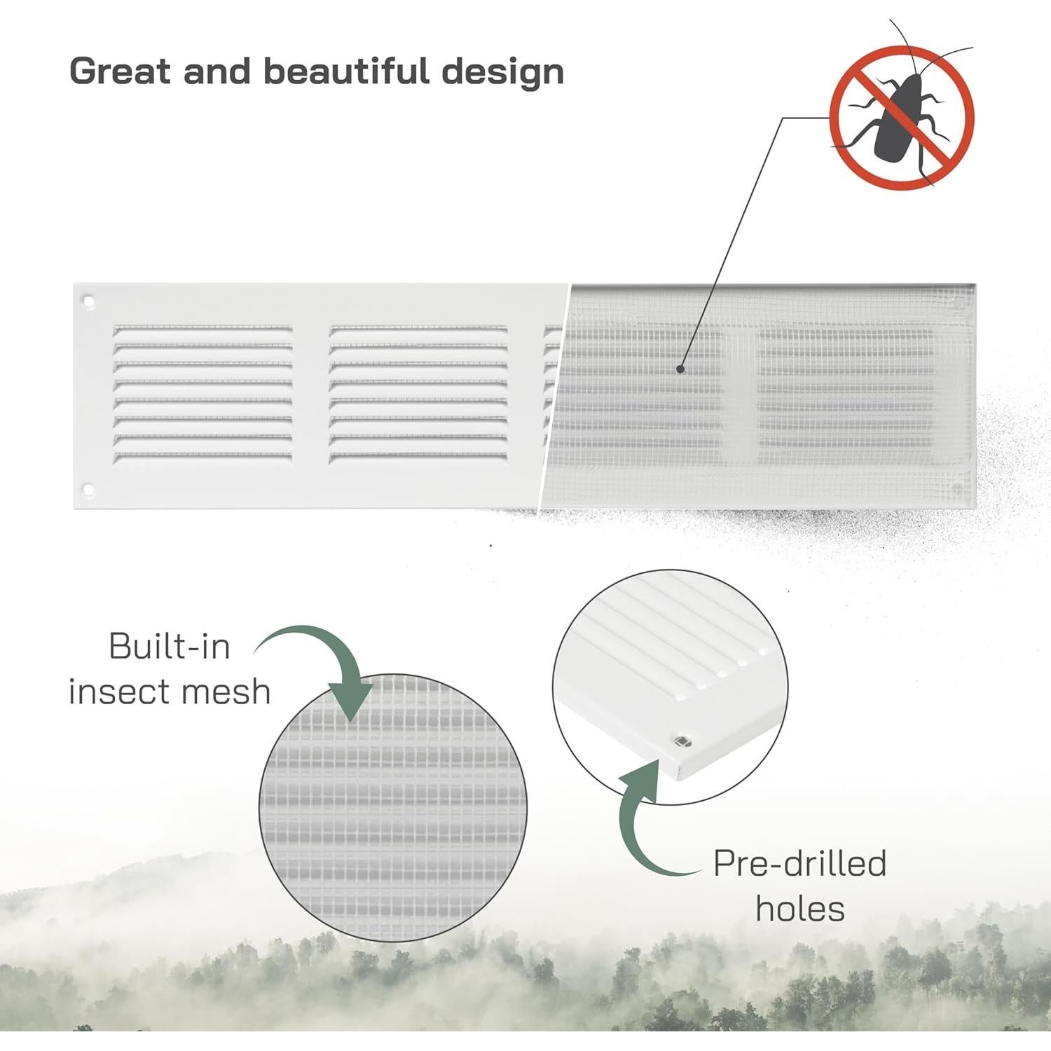 Cubierta de Ventilación Metal 3 Pzas 40x10 cm con Protección Insectos