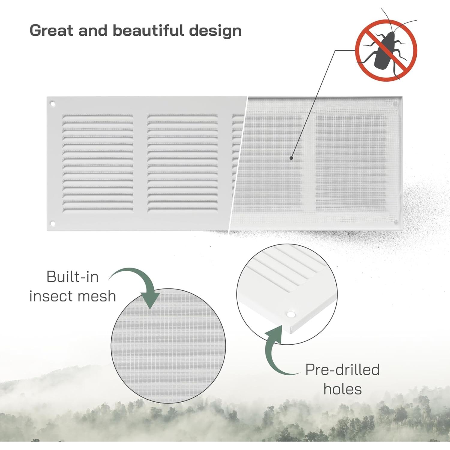 Cubierta de Ventilación de Metal 2 Pzas 40x15 cm con Protección Insectos