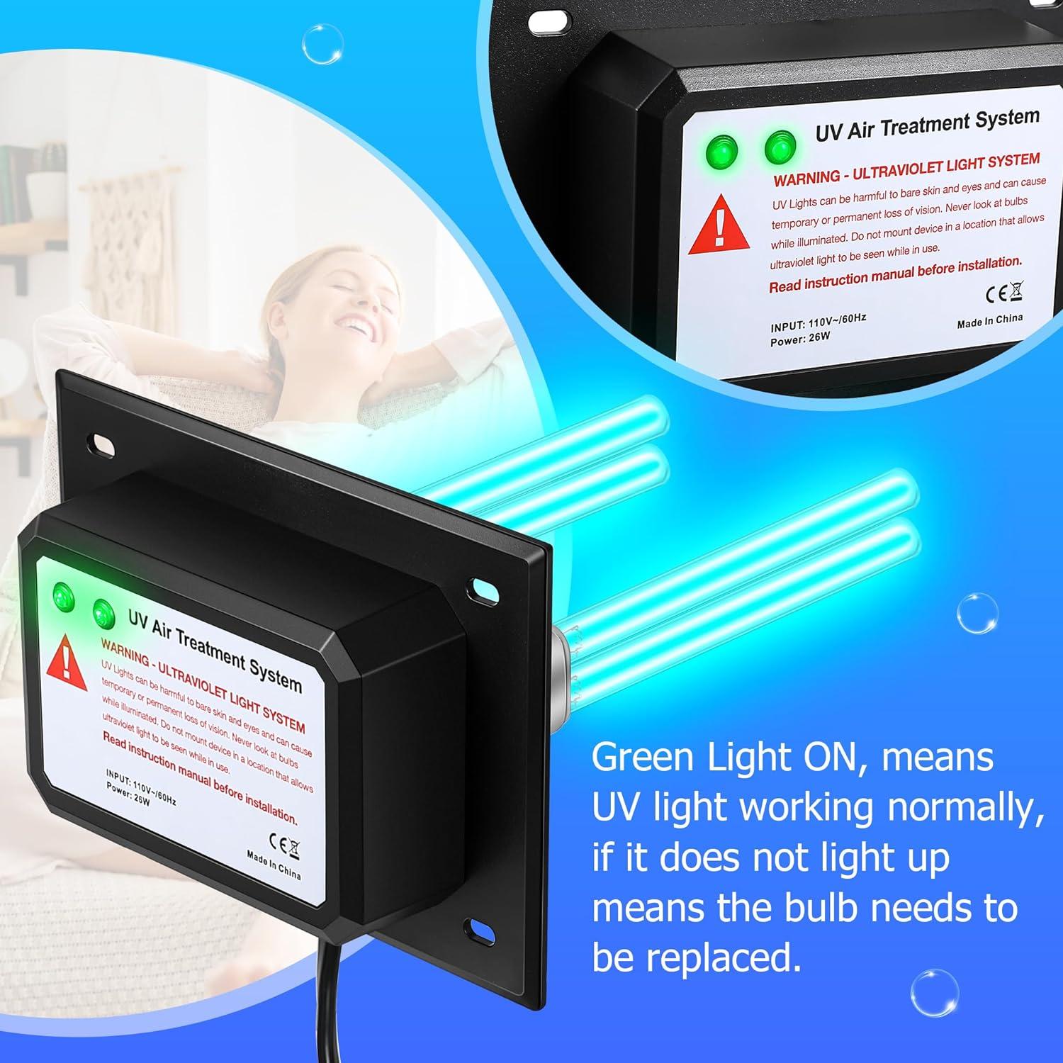 Purificador de Aire UV Qualirey 26W para HVAC - Luz UVC Doble