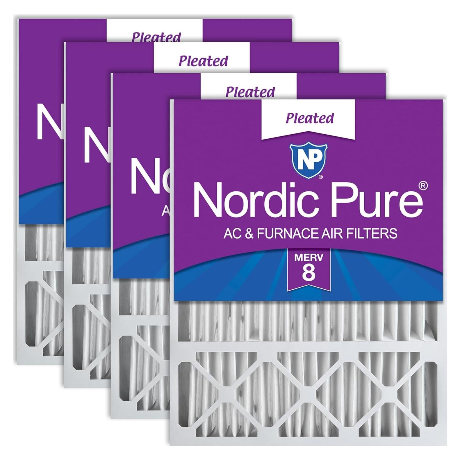 Filtros de Aire Nordic Pure MERV 8 20x25x5 Paquete de 4