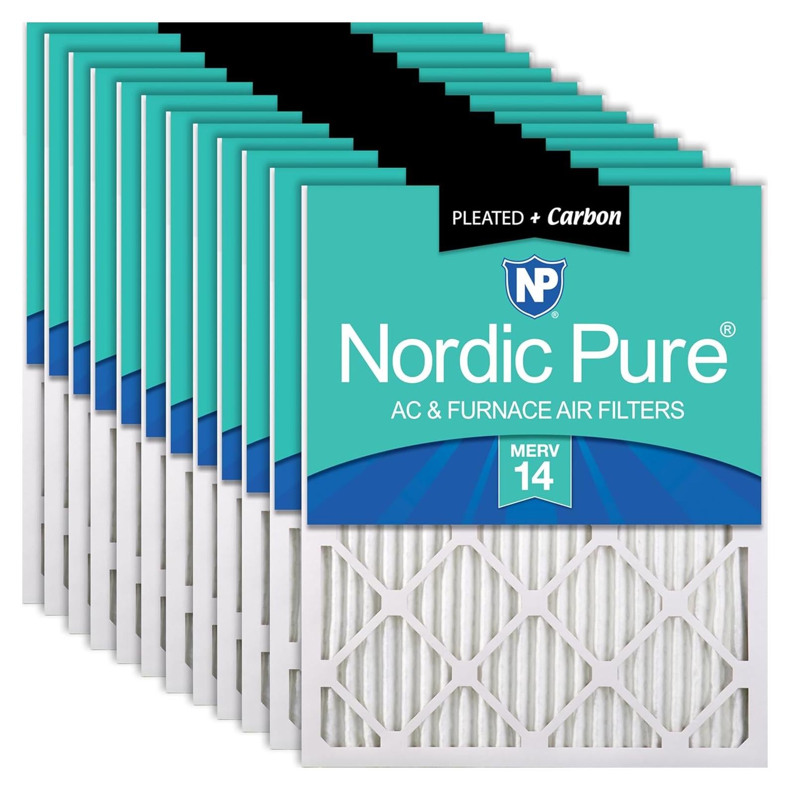 Filtros de Aire Plisados Nordic Pure MERV 14 Carbon Paquete 12