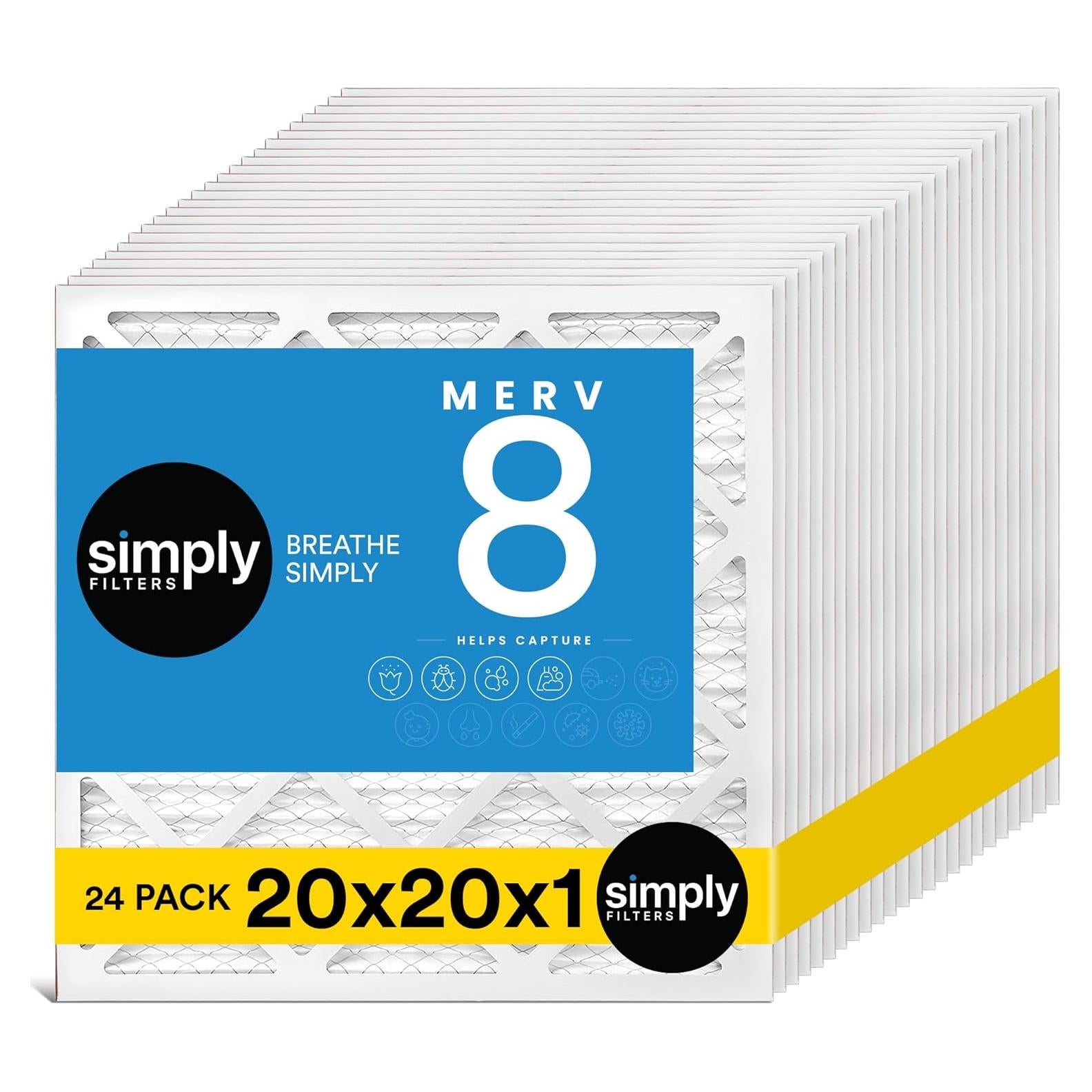 Filtro de Aire Simply 20x20x1 MERV 8 Paquete de 24 Filtros