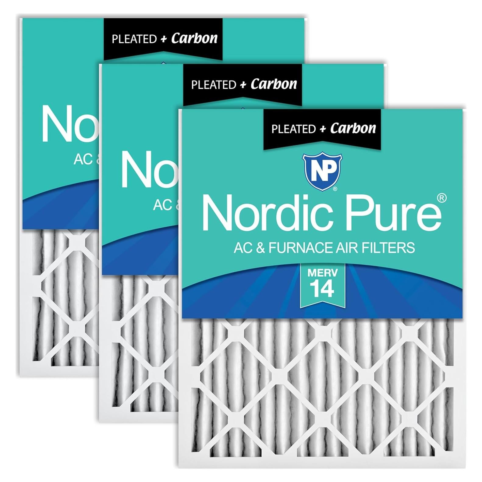 Filtros de Aire Plisados Nordic Pure MERV 14 Carbon 3 Paquete