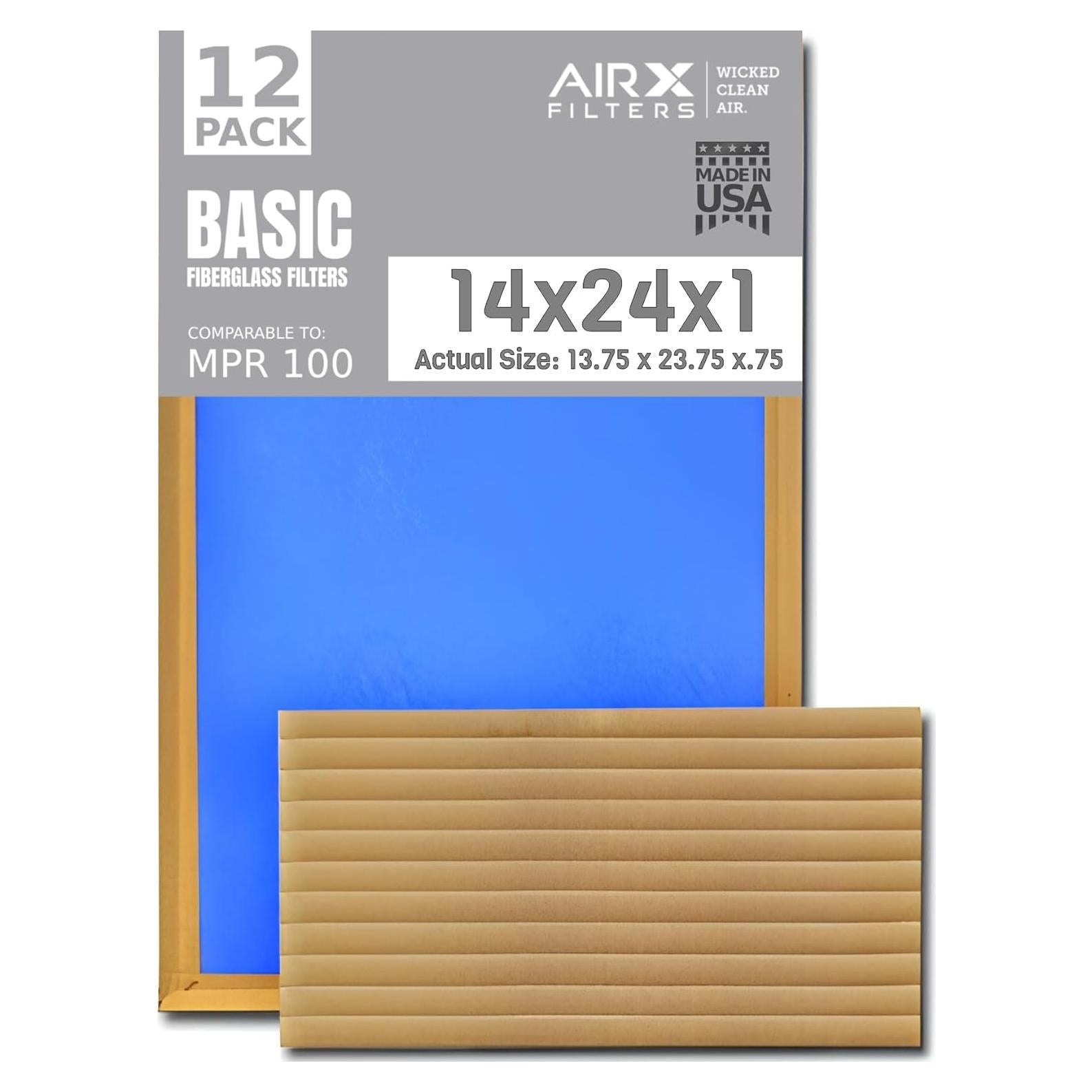 Filtro de Aire 14x24x1 AIRX FILTERS - Paquete de 12 Filtros