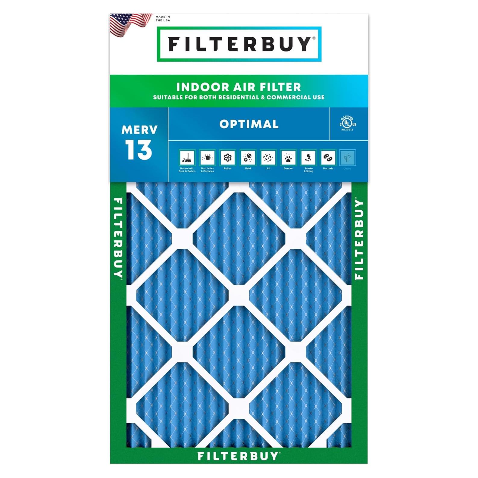 Filtro de Aire Filterbuy 13x21.5x1 MERV 13 - Reemplazo HVAC