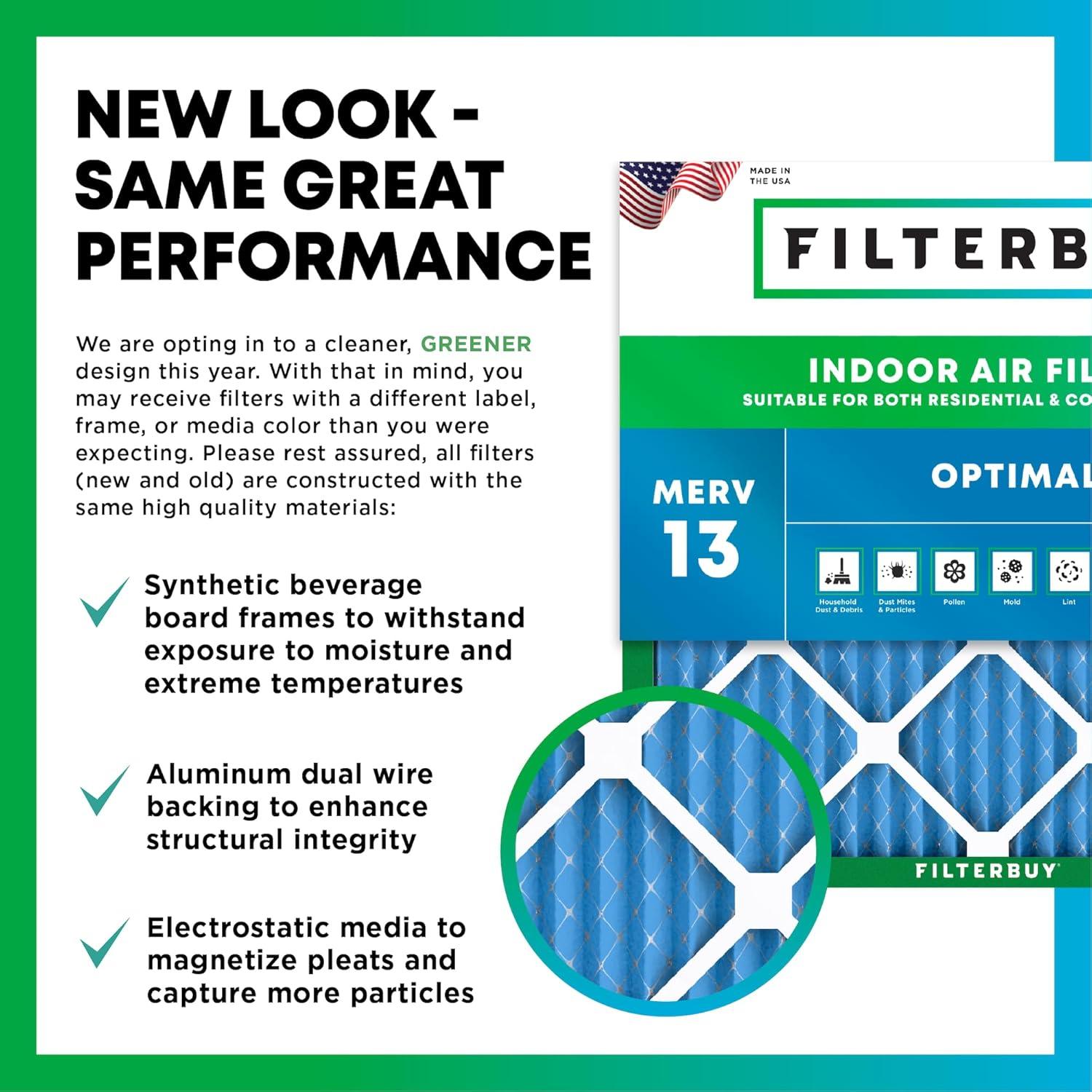 Filtro de Aire Filterbuy 13x21.5x1 MERV 13 - Reemplazo HVAC