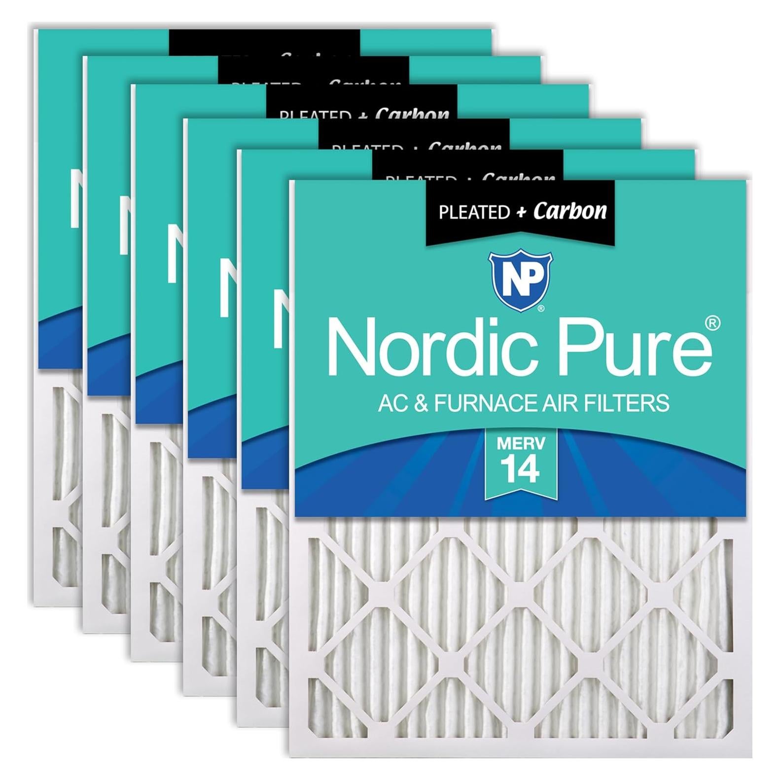Filtros de Aire Plisados Nordic Pure MERV 14 Carbon Paquete de 6
