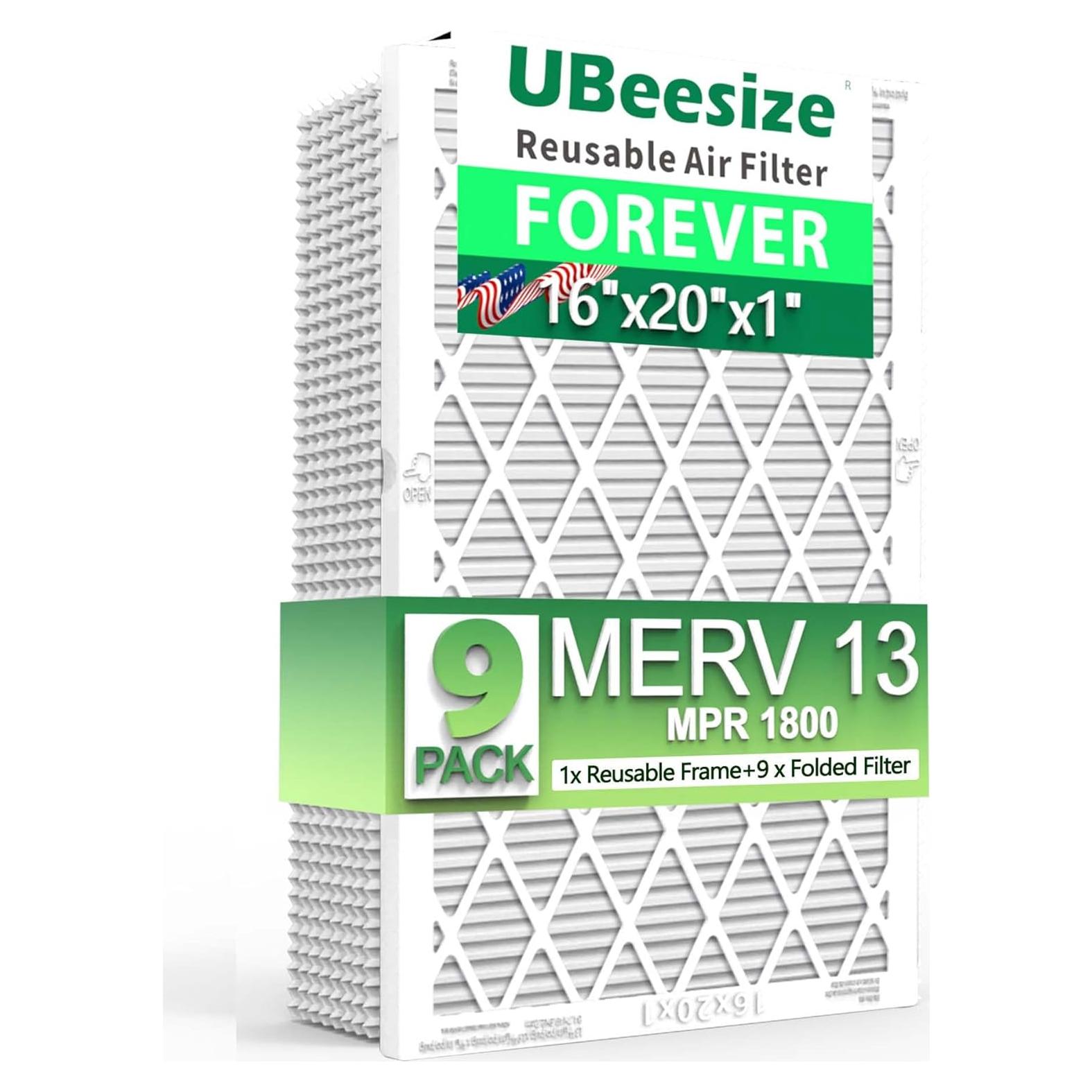 Filtro de Aire UBeesize MERV 13 16x20x1 (Paquete de 9)