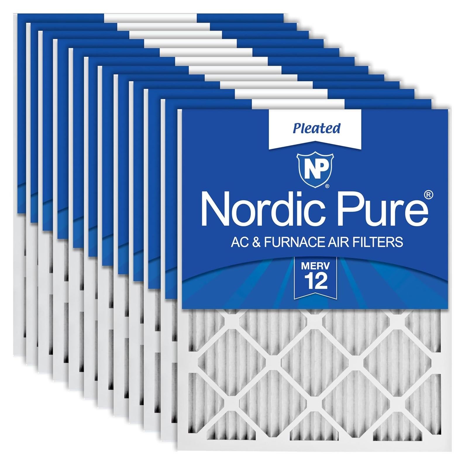 Filtros de Aire Plisados MERV 12 Nordic Pure 11.5x23.5x1.9 Paquete 12