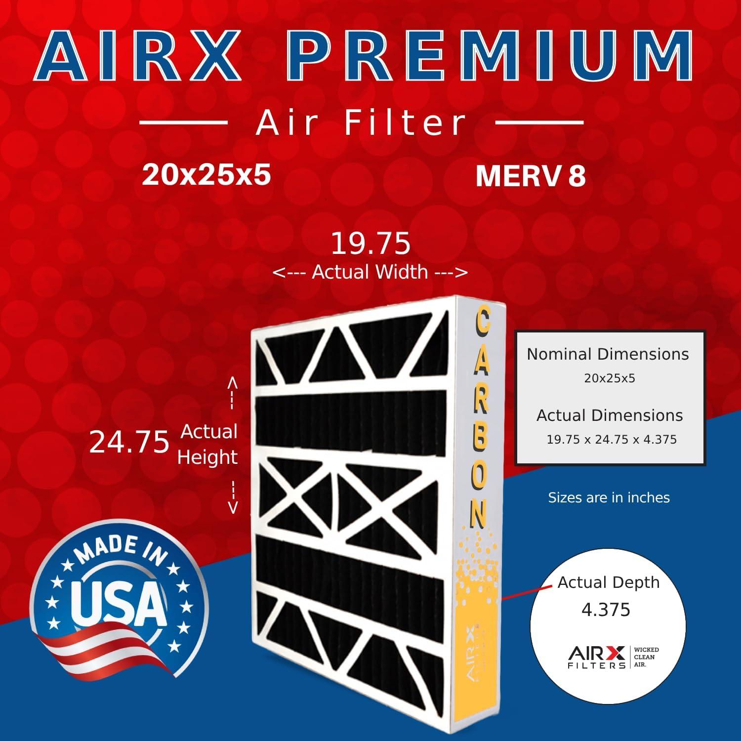 Filtro de Aire Carbono MERV 8 FILTROS AIRX 20x25x5 - 2 Paquetes