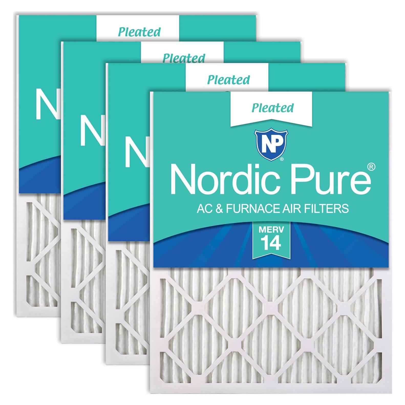 Filtros de Aire Plisados MERV 14 Nordic Pure 20x24x1 Paquete de 4