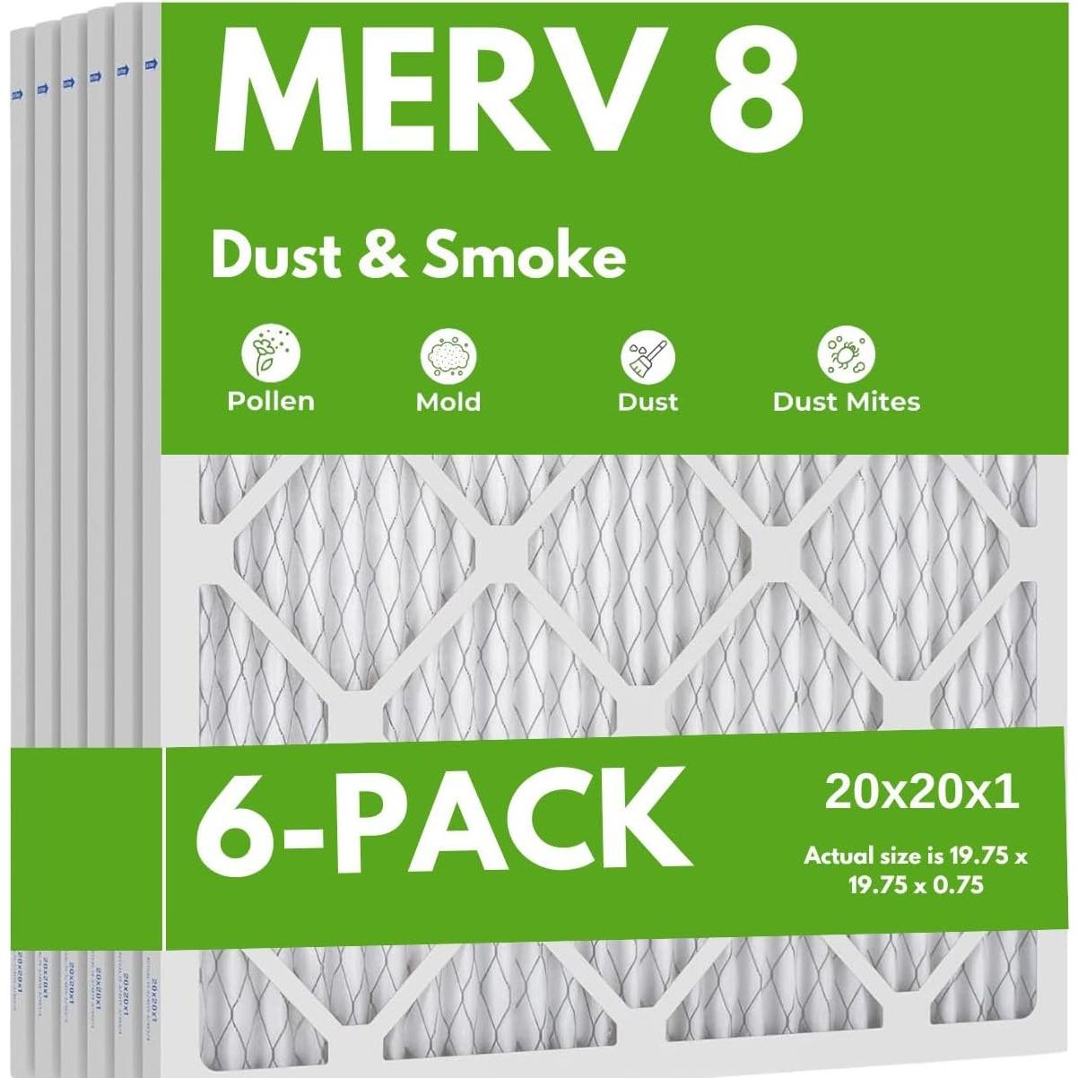 Filtro de Aire Genérico 20x20x1 MERV 8 Paquete de 6