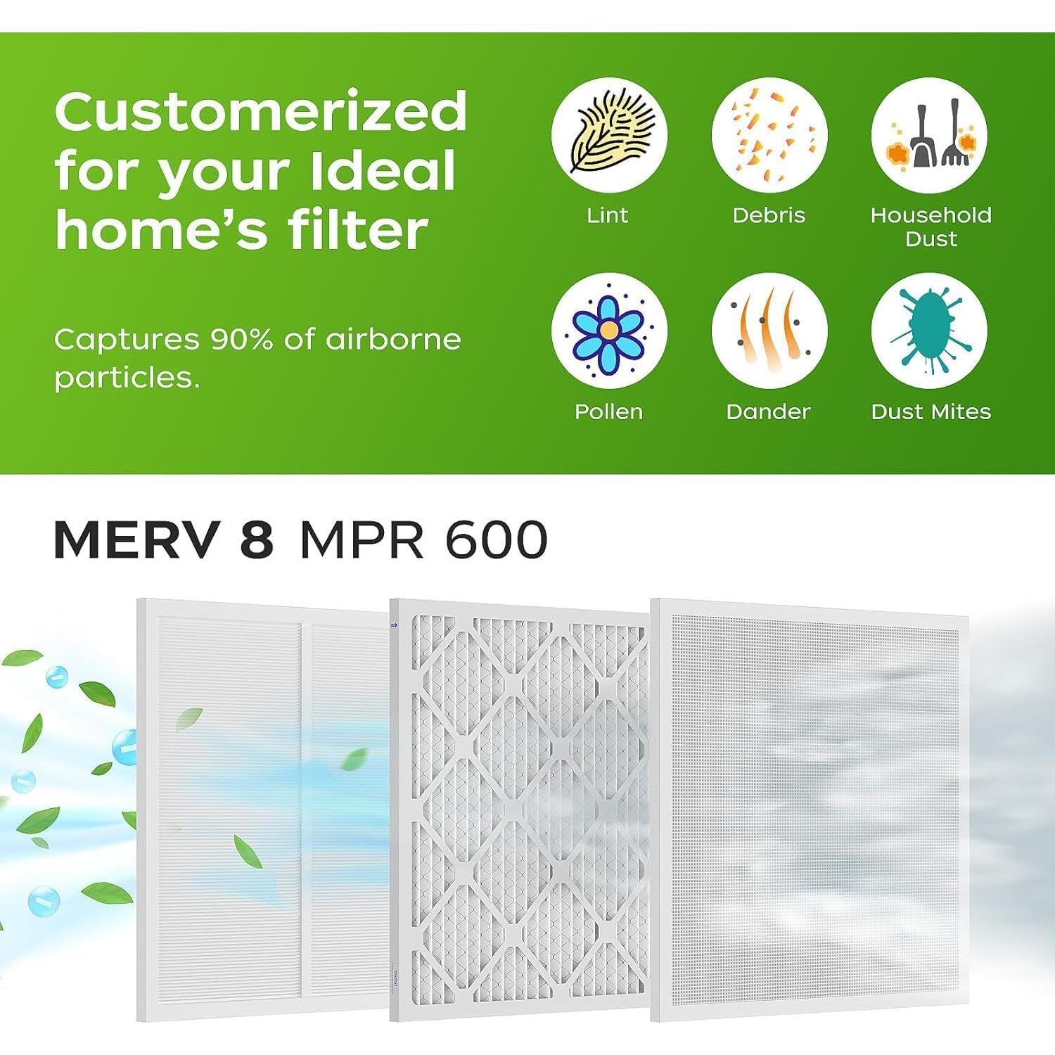 Filtro de Aire Genérico 20x20x1 MERV 8 Paquete de 6
