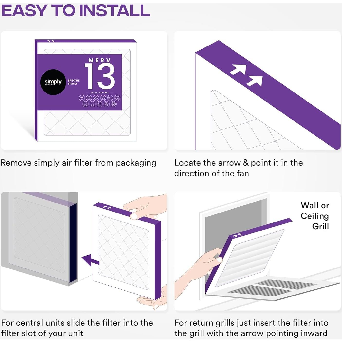 Filtro de Aire Simply MERV 13 18x20x1 Paquete de 12 para HVAC