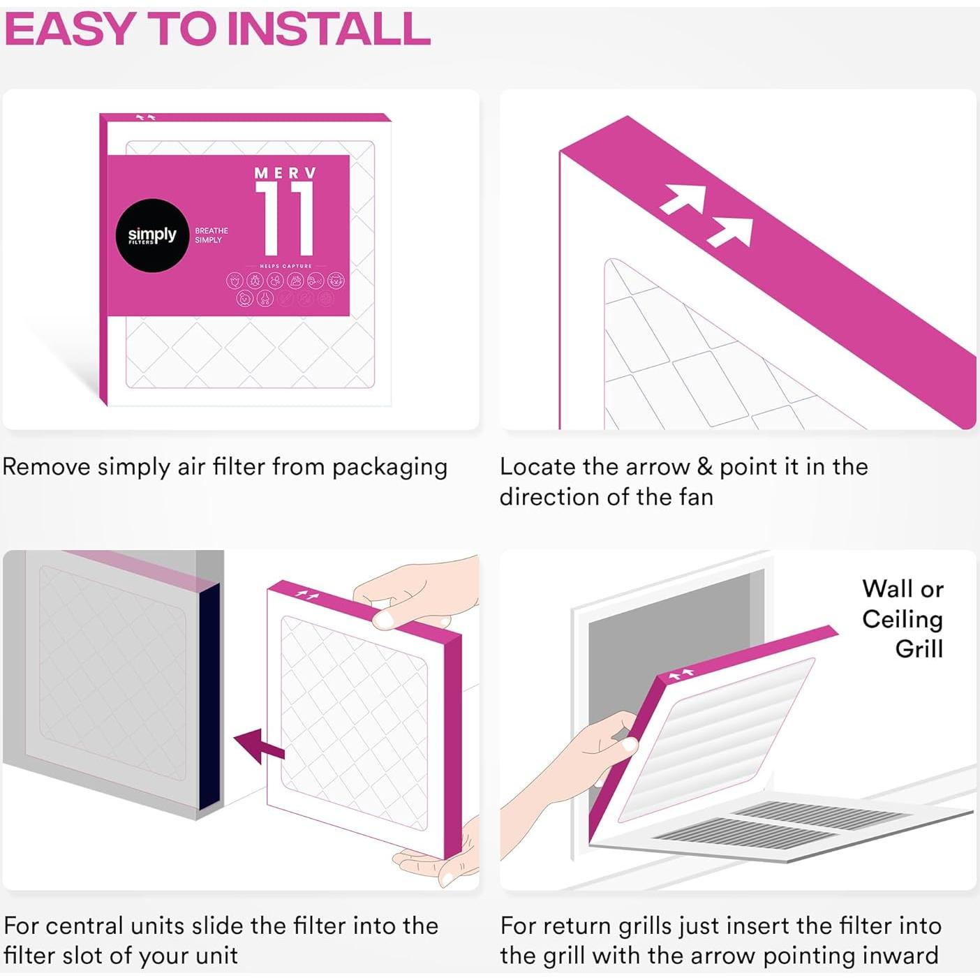 Filtro de Aire Simply MERV 11 12 Pack 30.48x60.96cm