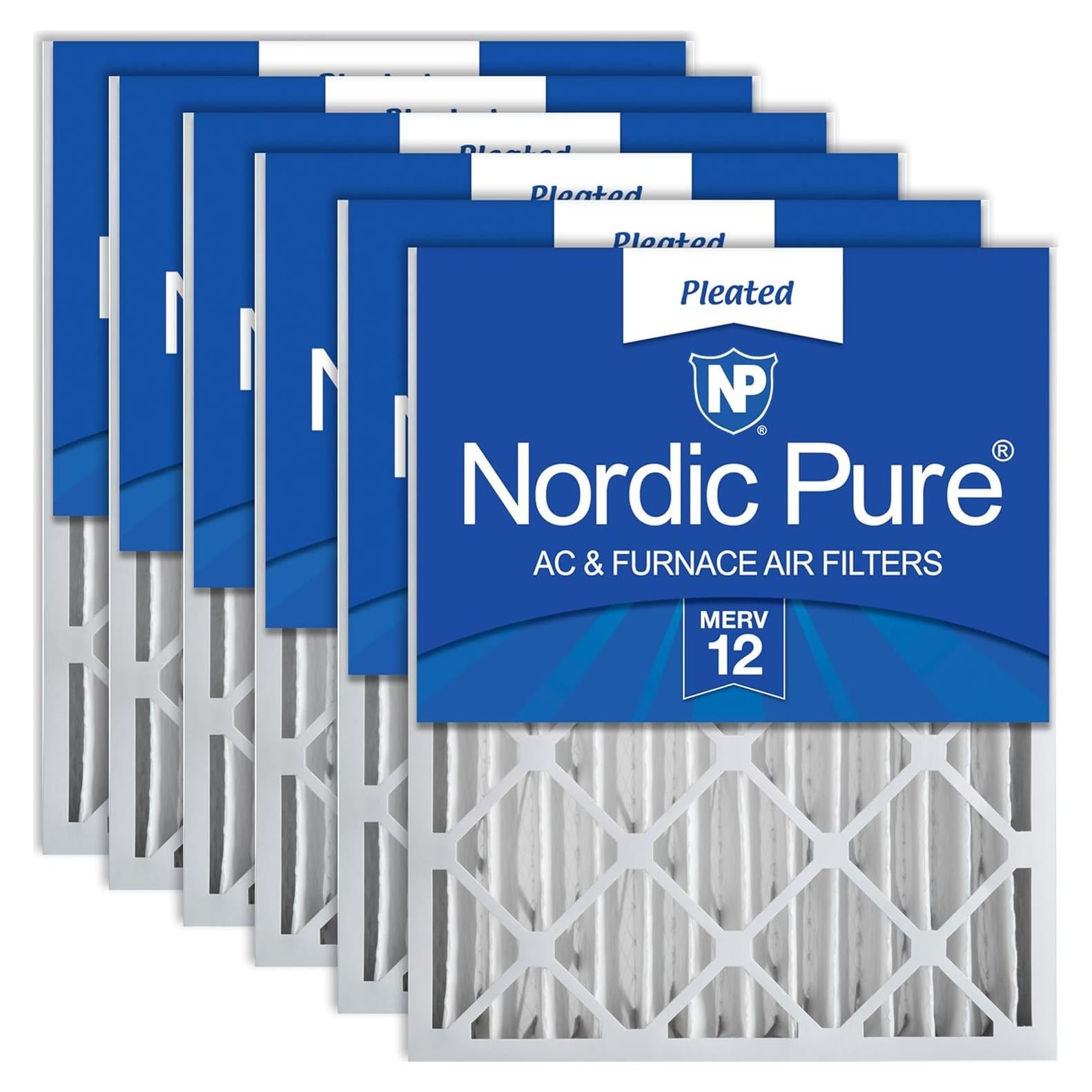 Filtros de Aire Plisados MERV 12 Nordic Pure 49.5x49.5 cm Paquete 6