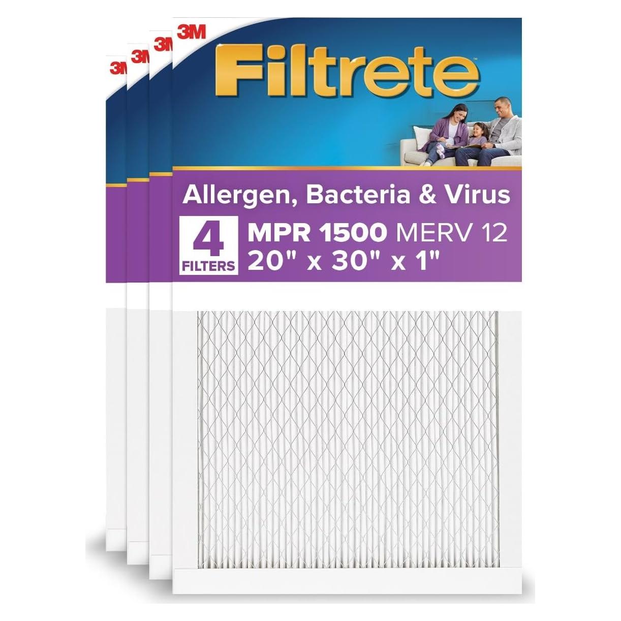 Filtro de Aire Filtrete 20x30x1 MPR 1500 Paquete de 4