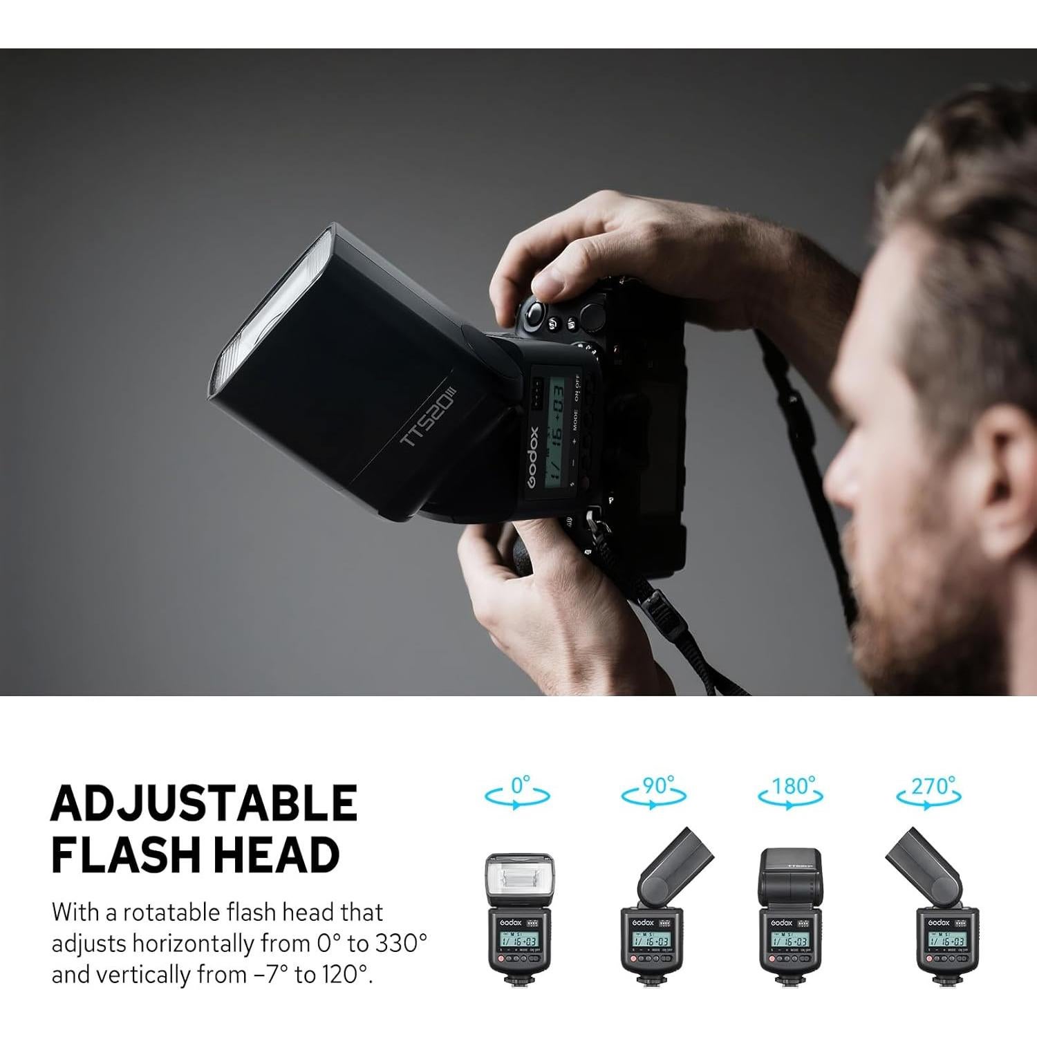 Flash Godox TT520III Universal Manual GN33 para Cámara