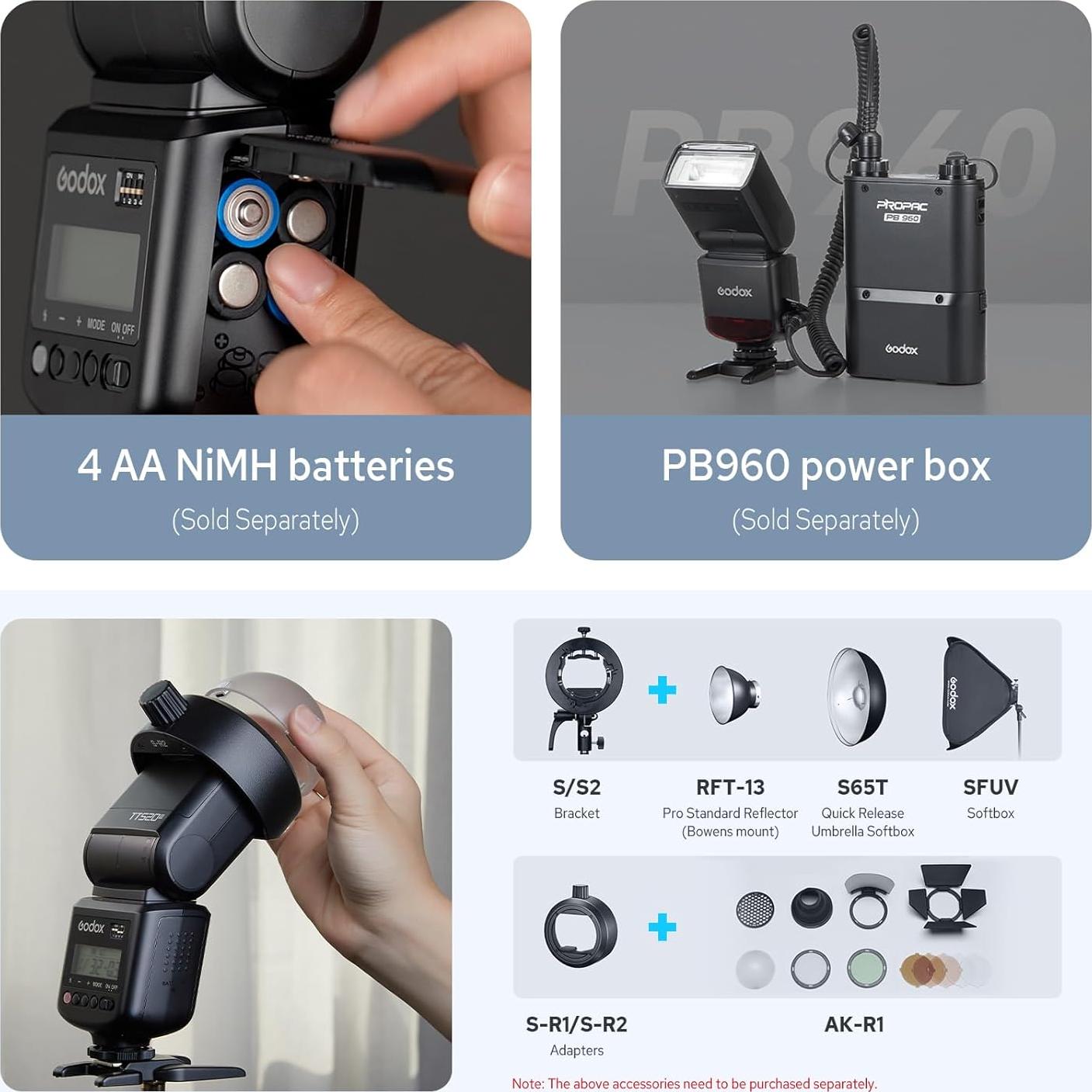 Flash Godox TT520III Universal Manual GN33 para Cámara