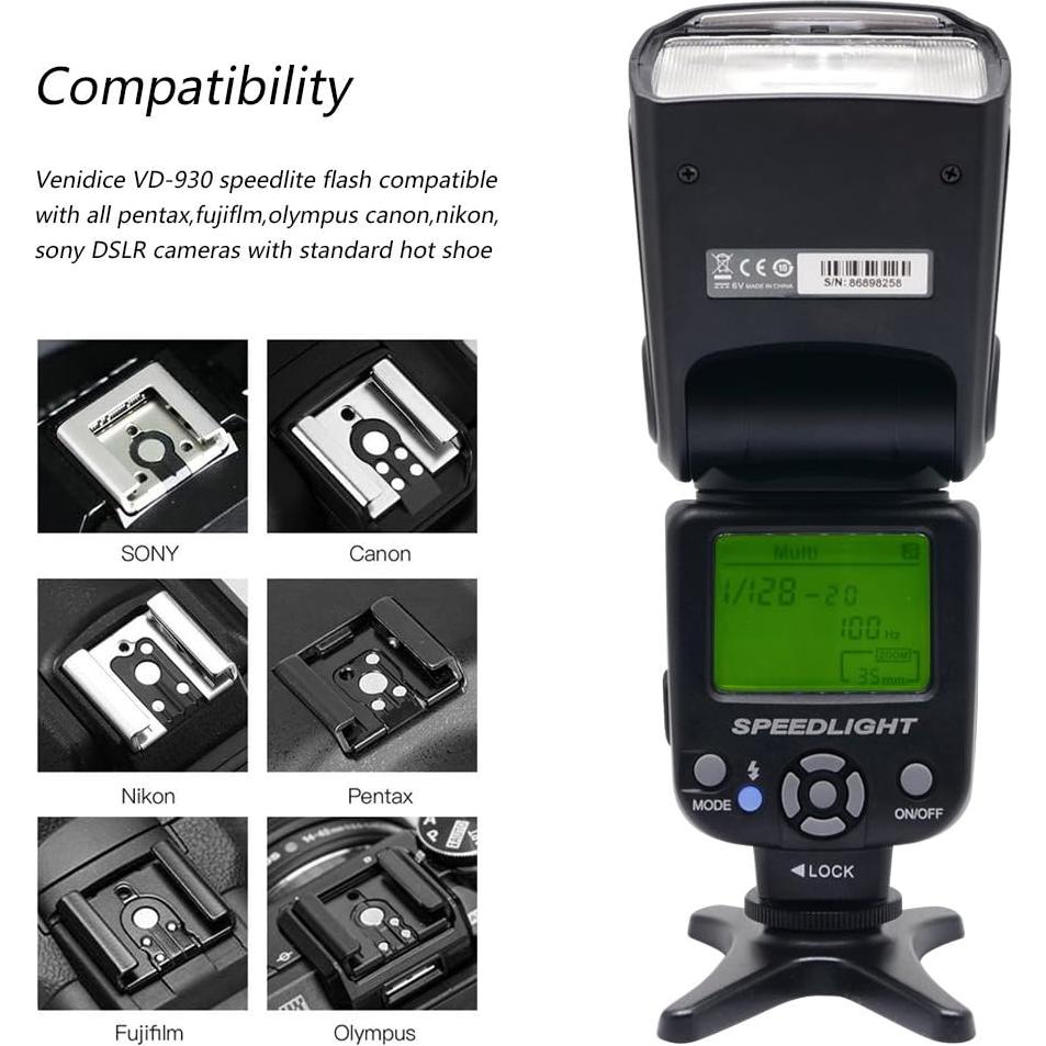 Flash de Cámara VD-930 Venidice Universal para Canon Nikon