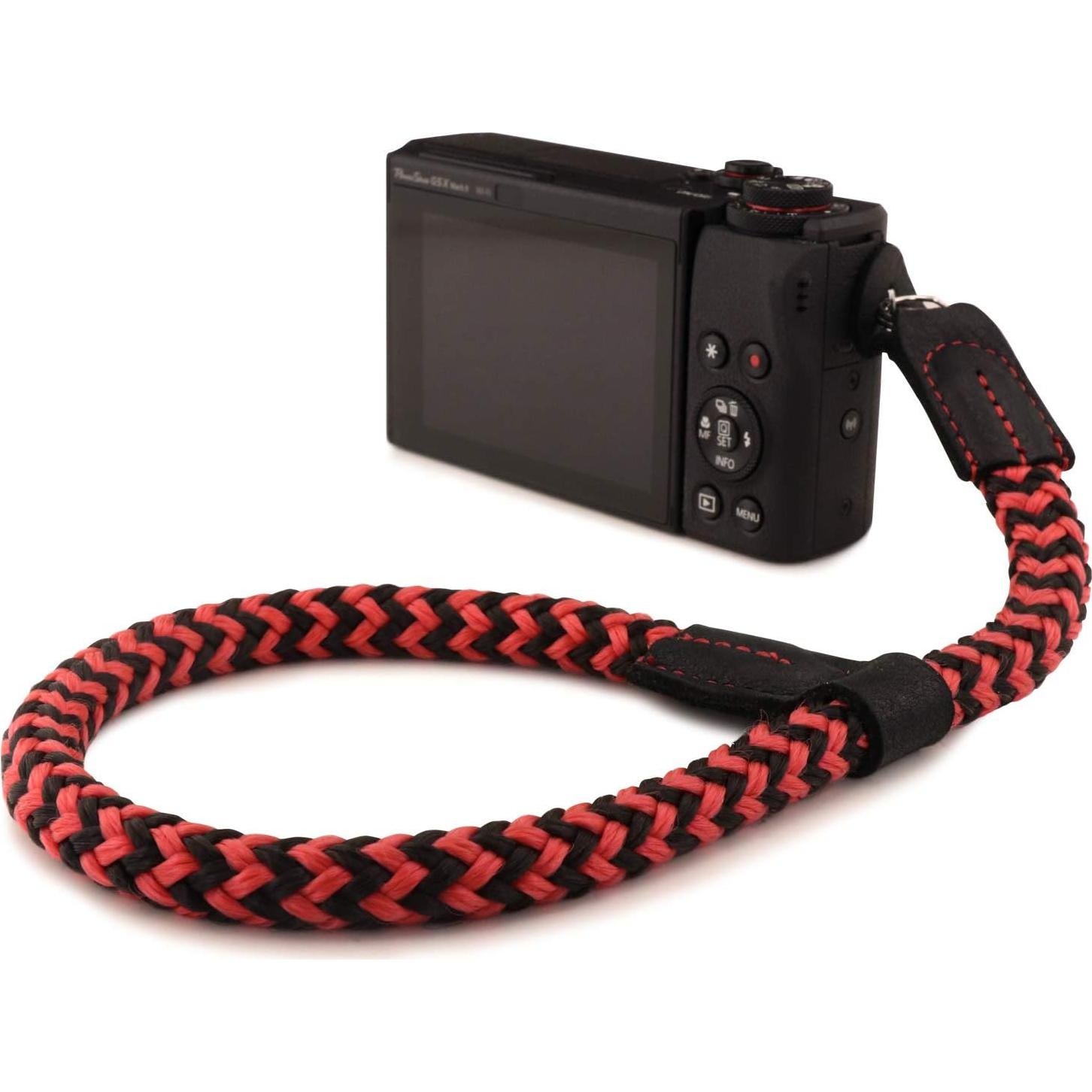 Correa de Muñeca MegaGear de Cuero y Algodón Roja - Compatible DSLR