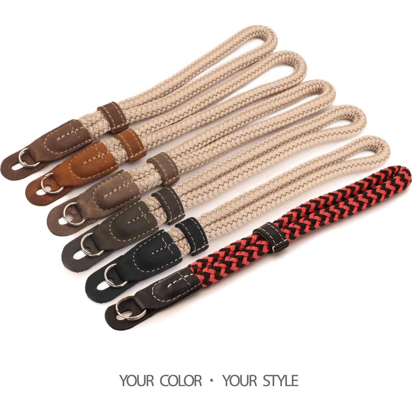 Correa de Muñeca MegaGear de Cuero y Algodón Roja - Compatible DSLR