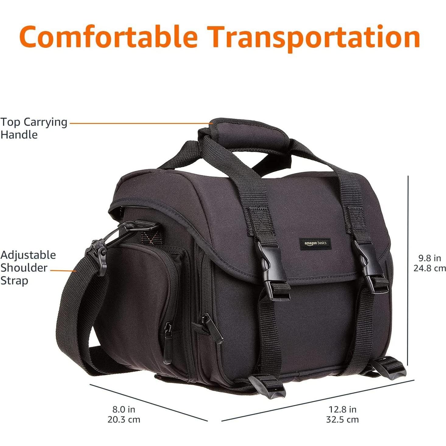 Bolsa Grande para Gadget DSLR Amazon Basics Negra Interior Naranja