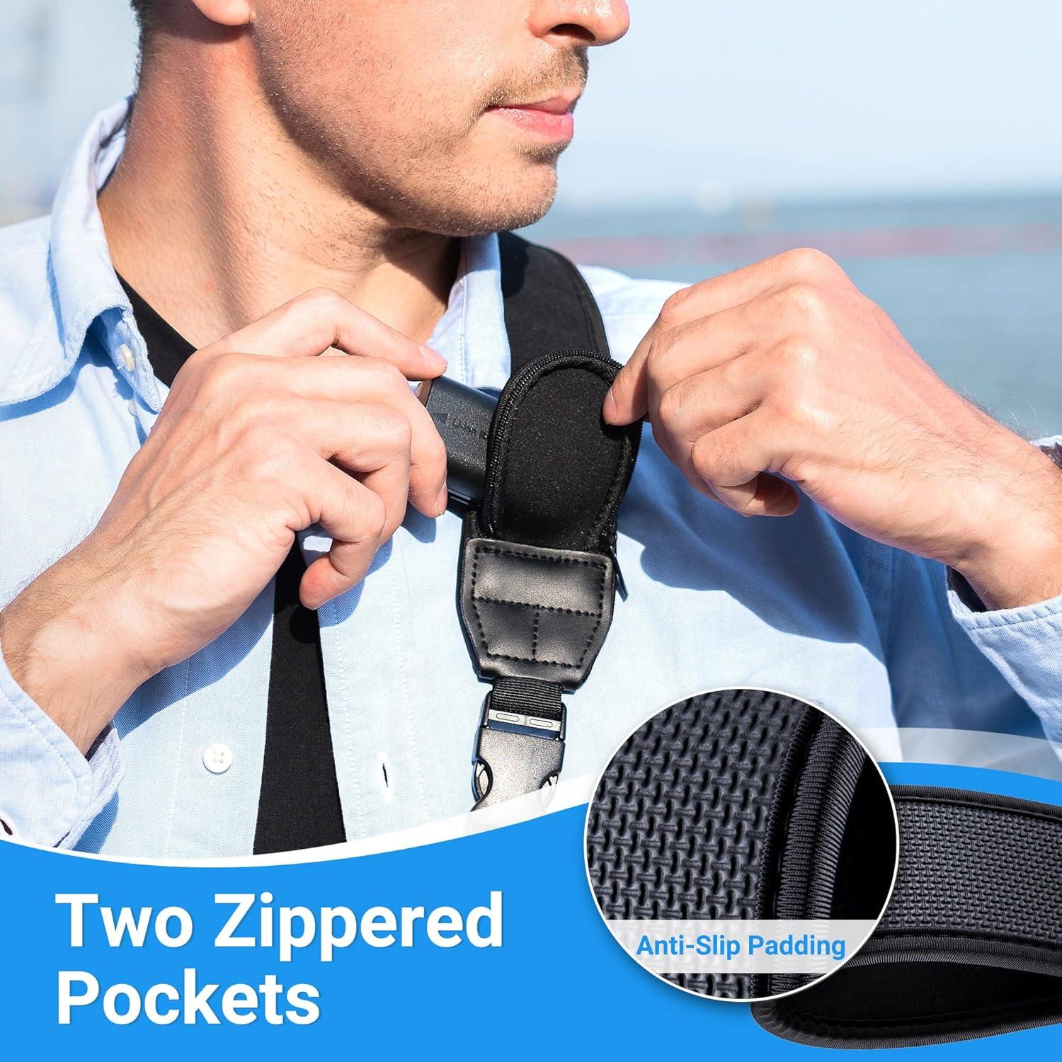 Correa para cámara DSLR JJC NS-Q2 Neopreno Ajustable con Bolsillos