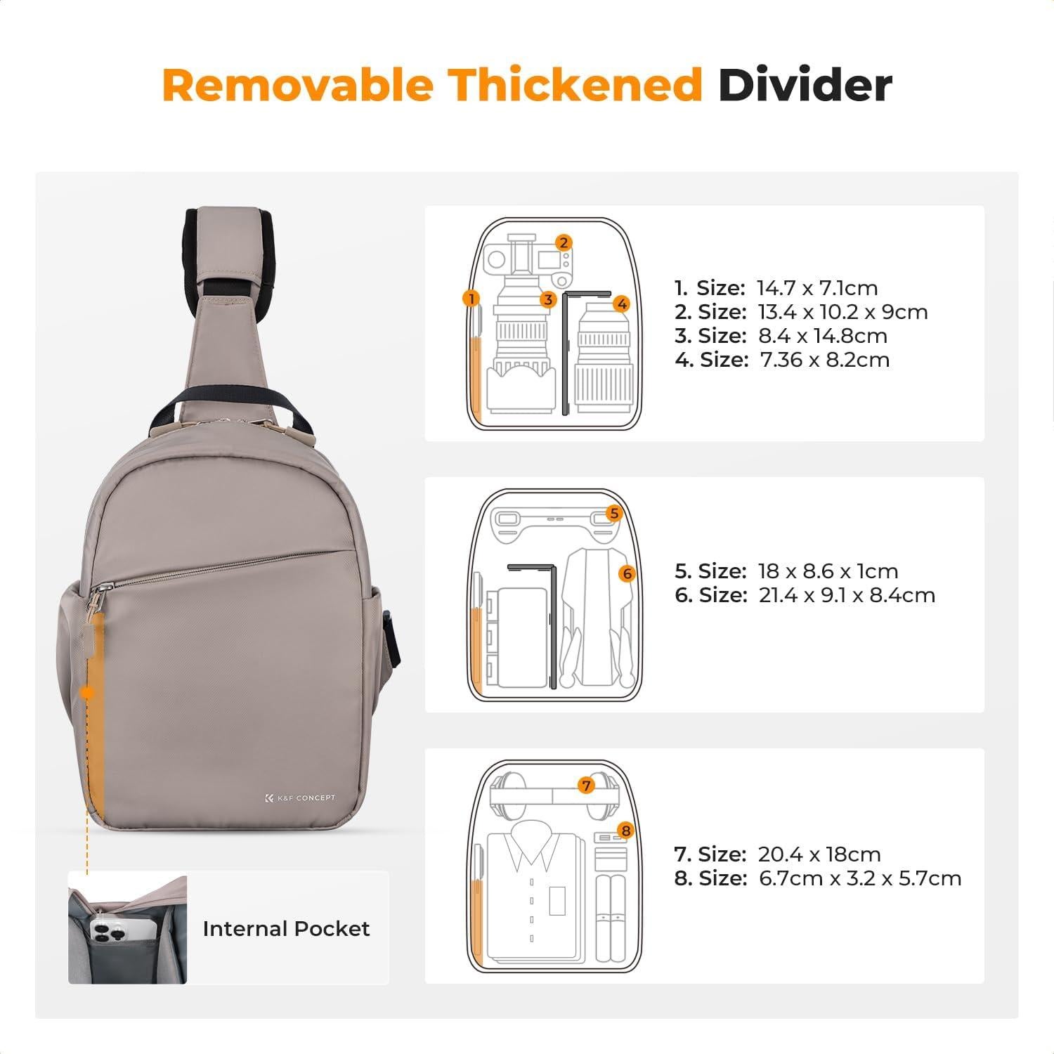 Bolsa Cruzada para Cámara K&F Concept 5L Gris Rosa