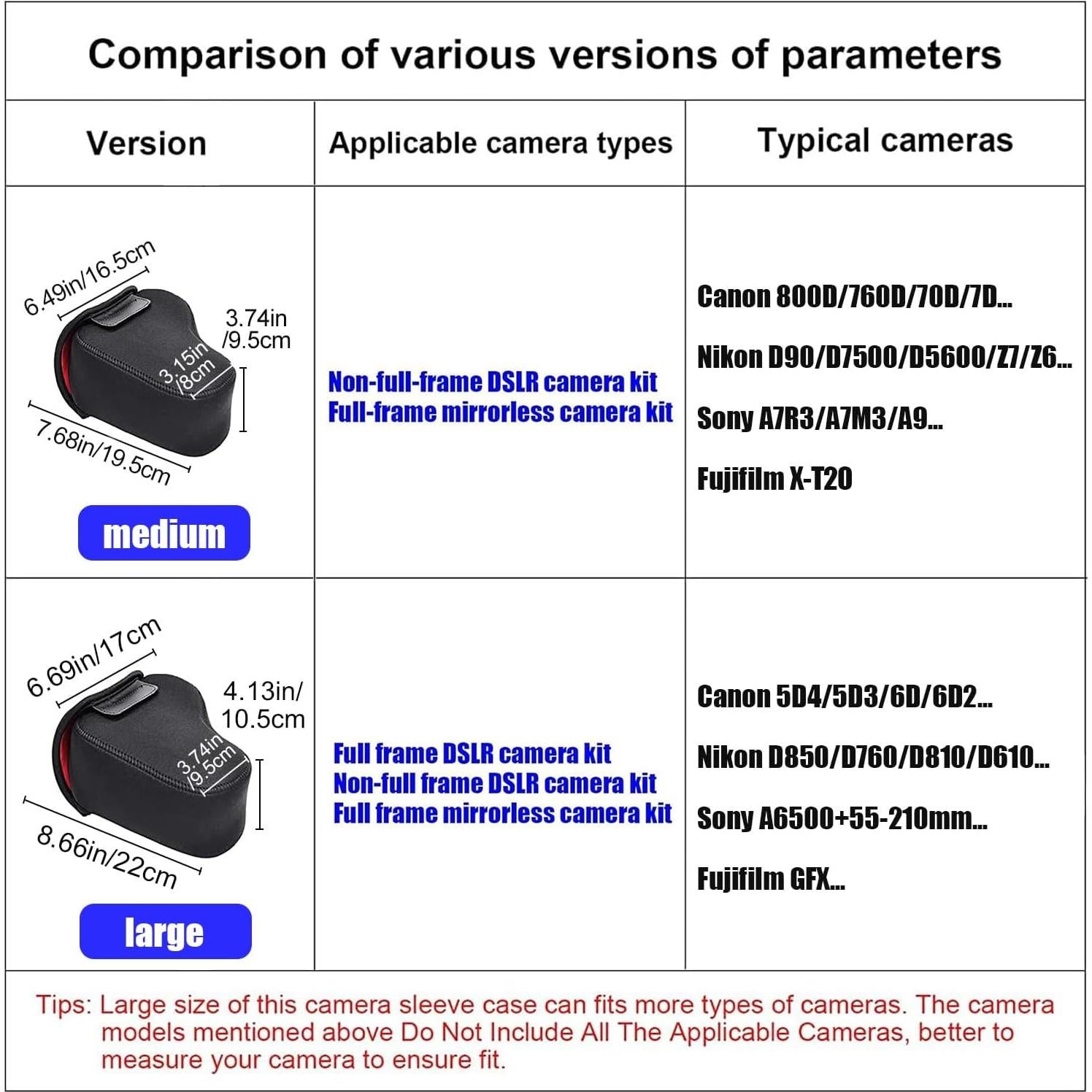 Funda de Cámara DSLR CADeN Mediana Negra Neopreno Impermeable