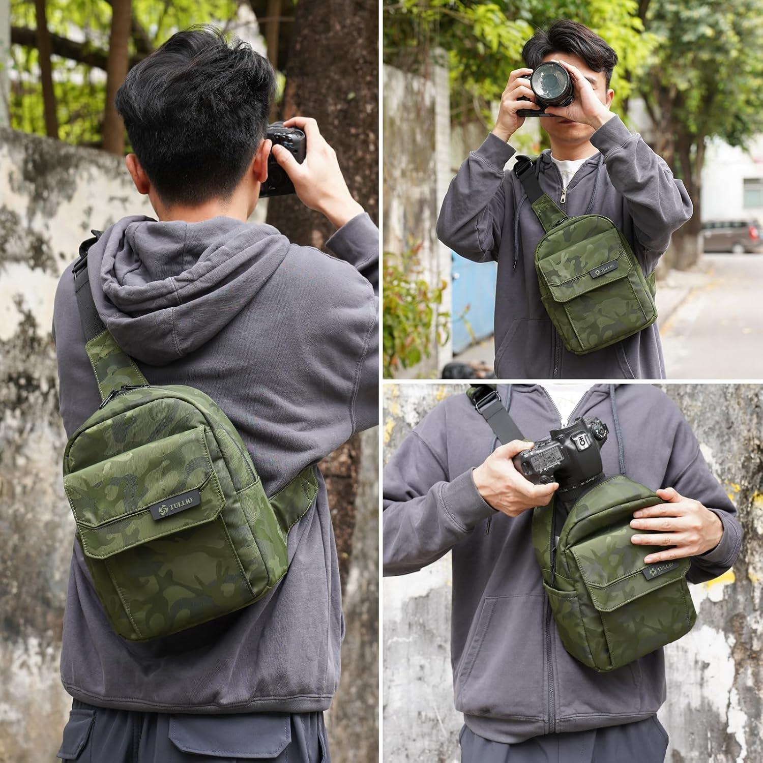 Bolsa de Cámara Sling TULLIO 5L Impermeable Verde Compacta