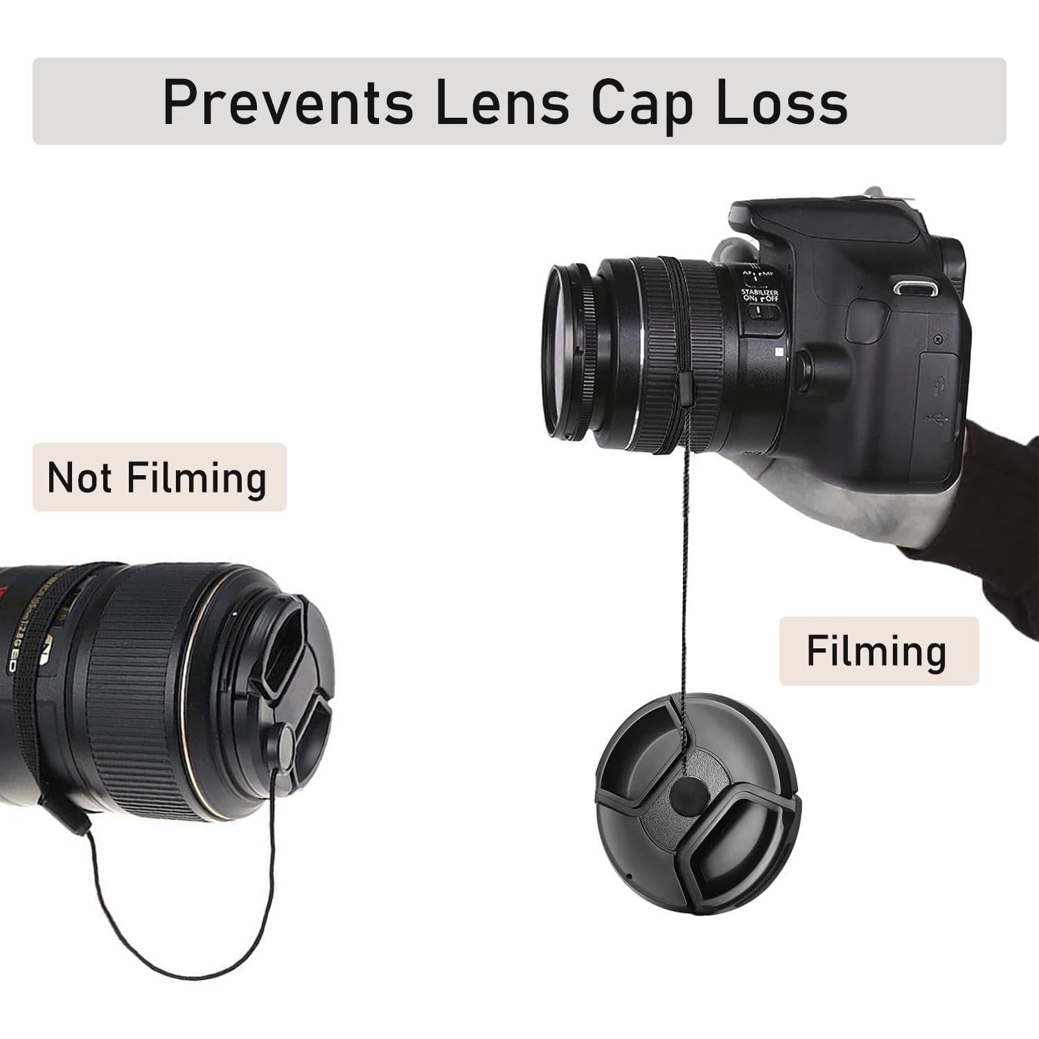 6 Sujeciones de Tapa de Lente QQM para Cámaras DSLR y Sin Espejo