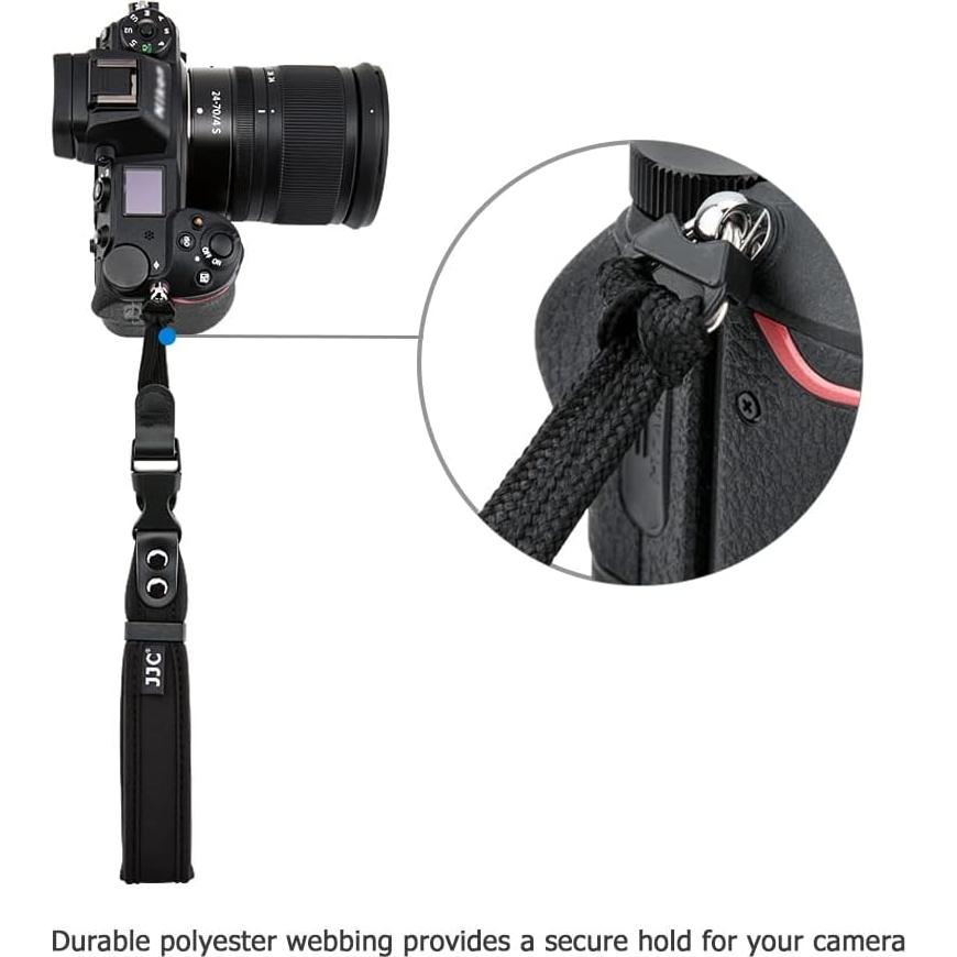 Correa de Mano Suave JJC para Cámara DSLR y Sin Espejo Negra
