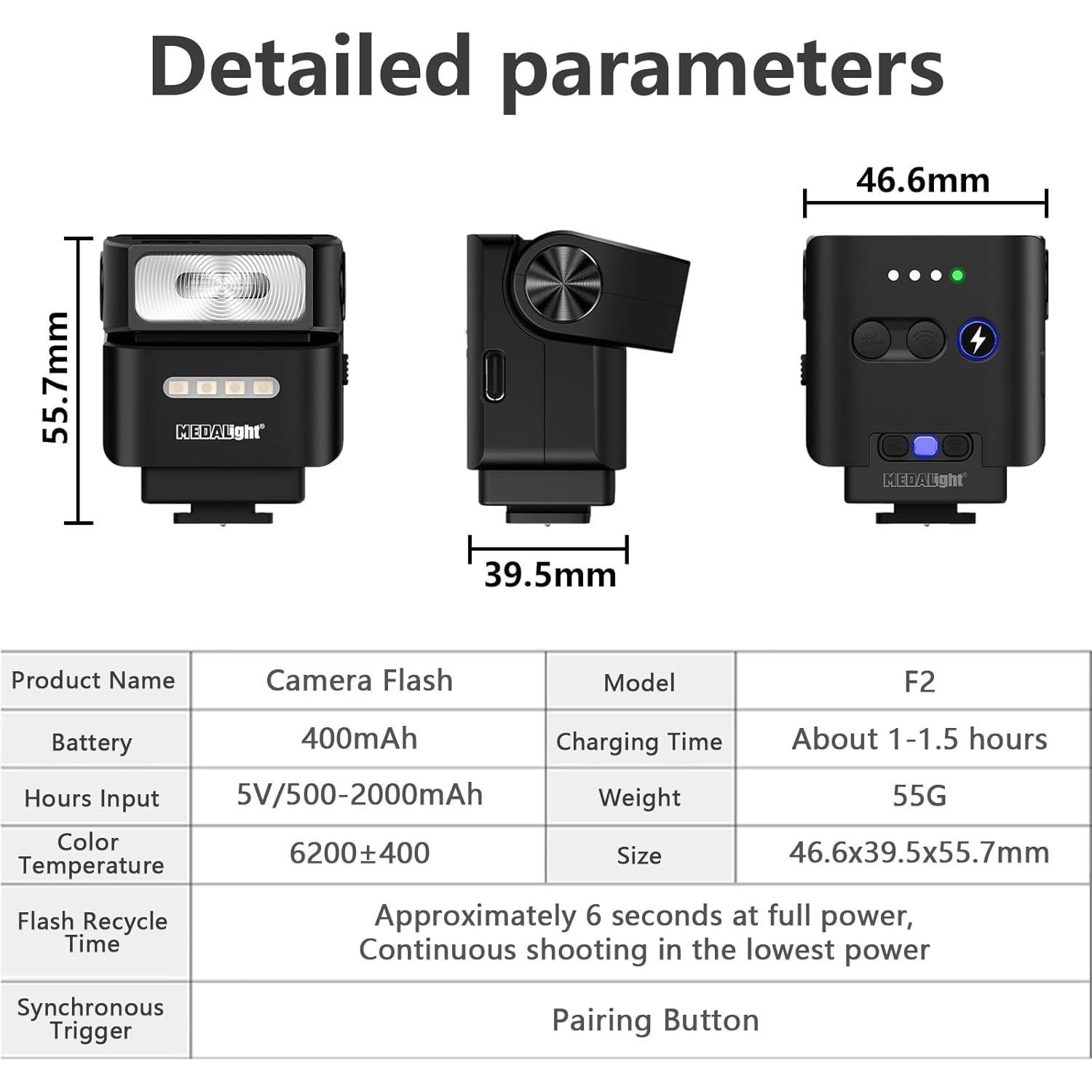Flash Inalámbrico MEDALight F2 para Canon/Sony/Fuji/Nikon