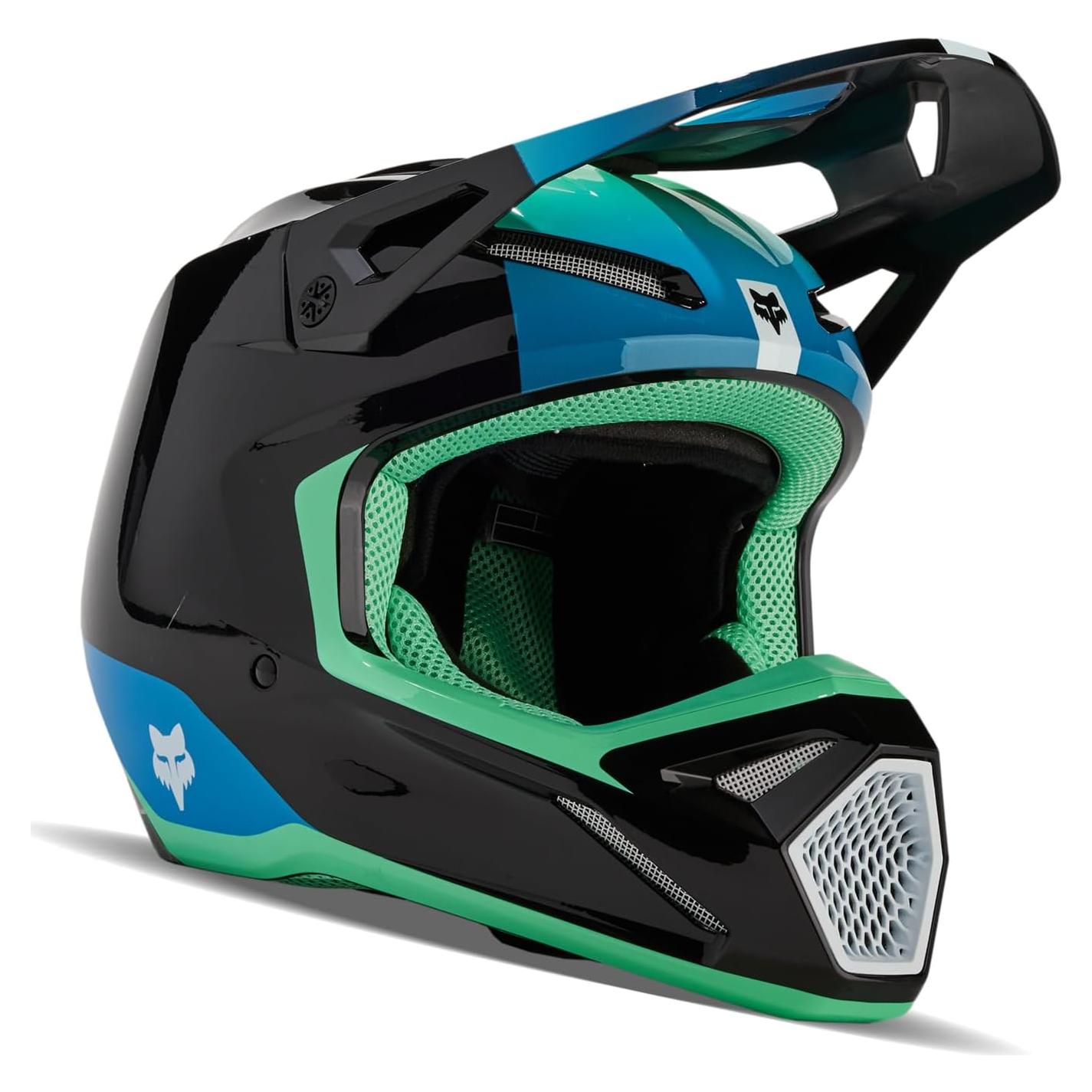 Casco de Motocross Fox Racing V1 Negro/Azul 2X Mips