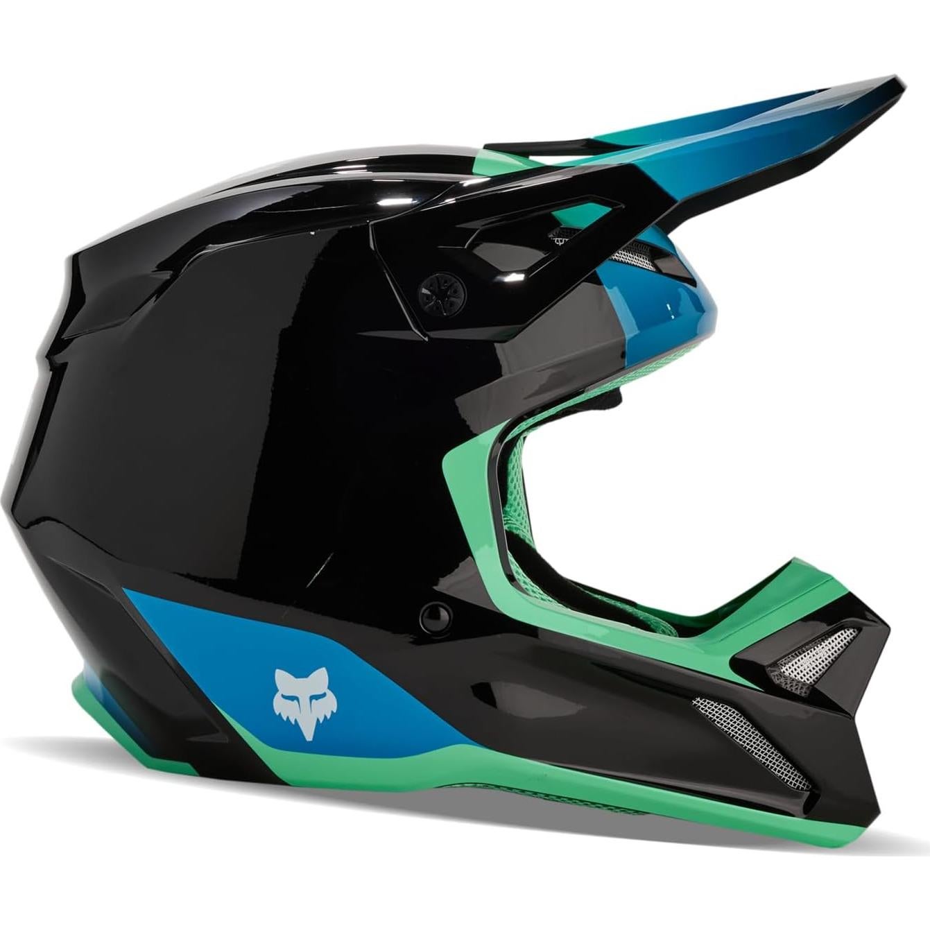 Casco de Motocross Fox Racing V1 Negro/Azul 2X Mips