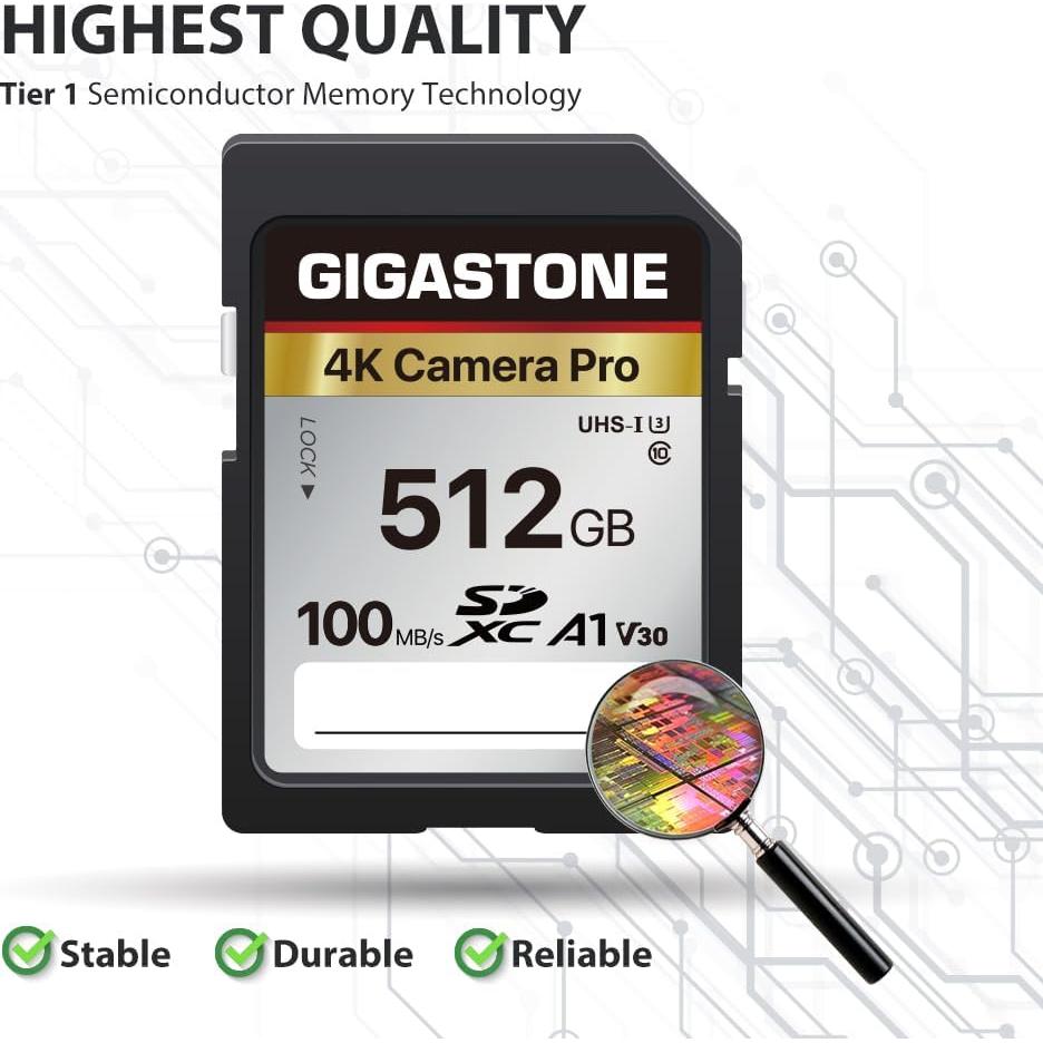 Tarjeta de Memoria Gigastone 512GB 4K UHS-I 100MB/s